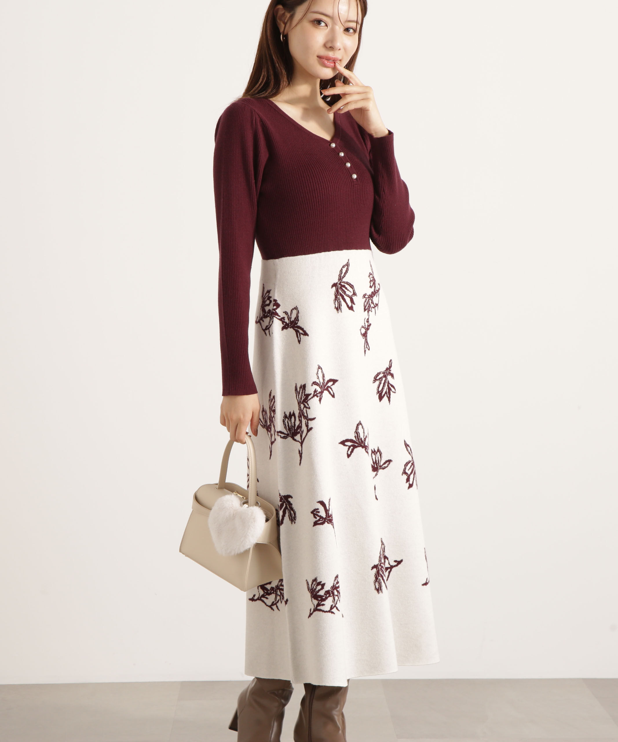 PROPORTION BODY DRESSING「花柄ジャガードニットワンピース 25AW」|ワンピース|