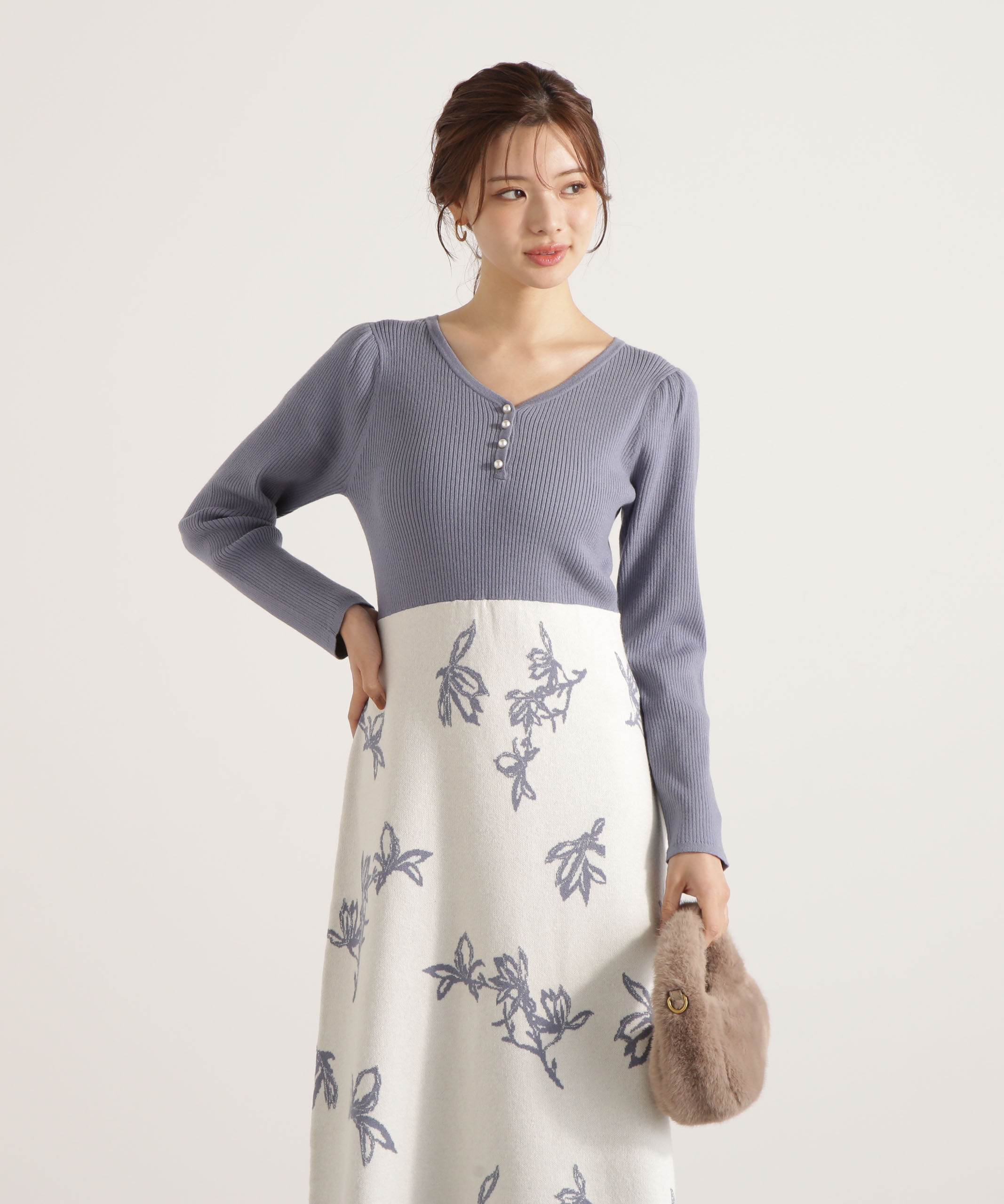 PROPORTION BODY DRESSING「花柄ジャガードニットワンピース 25AW」|ワンピース|