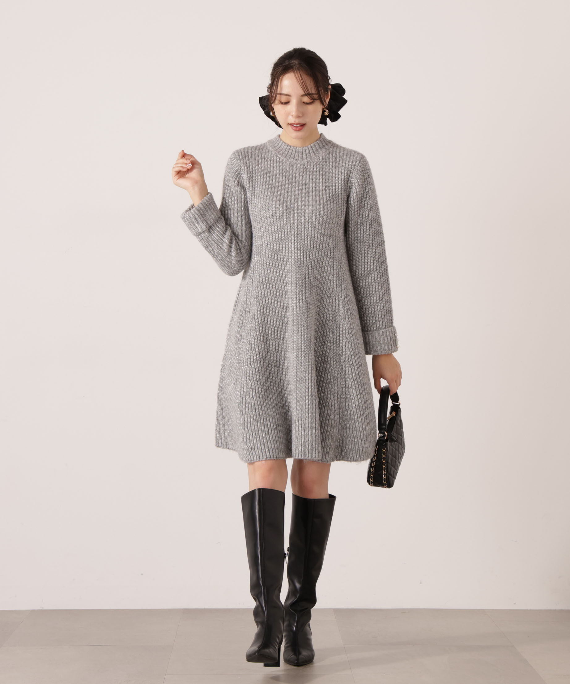 PROPORTION BODY DRESSING「ウールブレンドラメ入りニットミニワンピース　25AW」|ワンピース|
