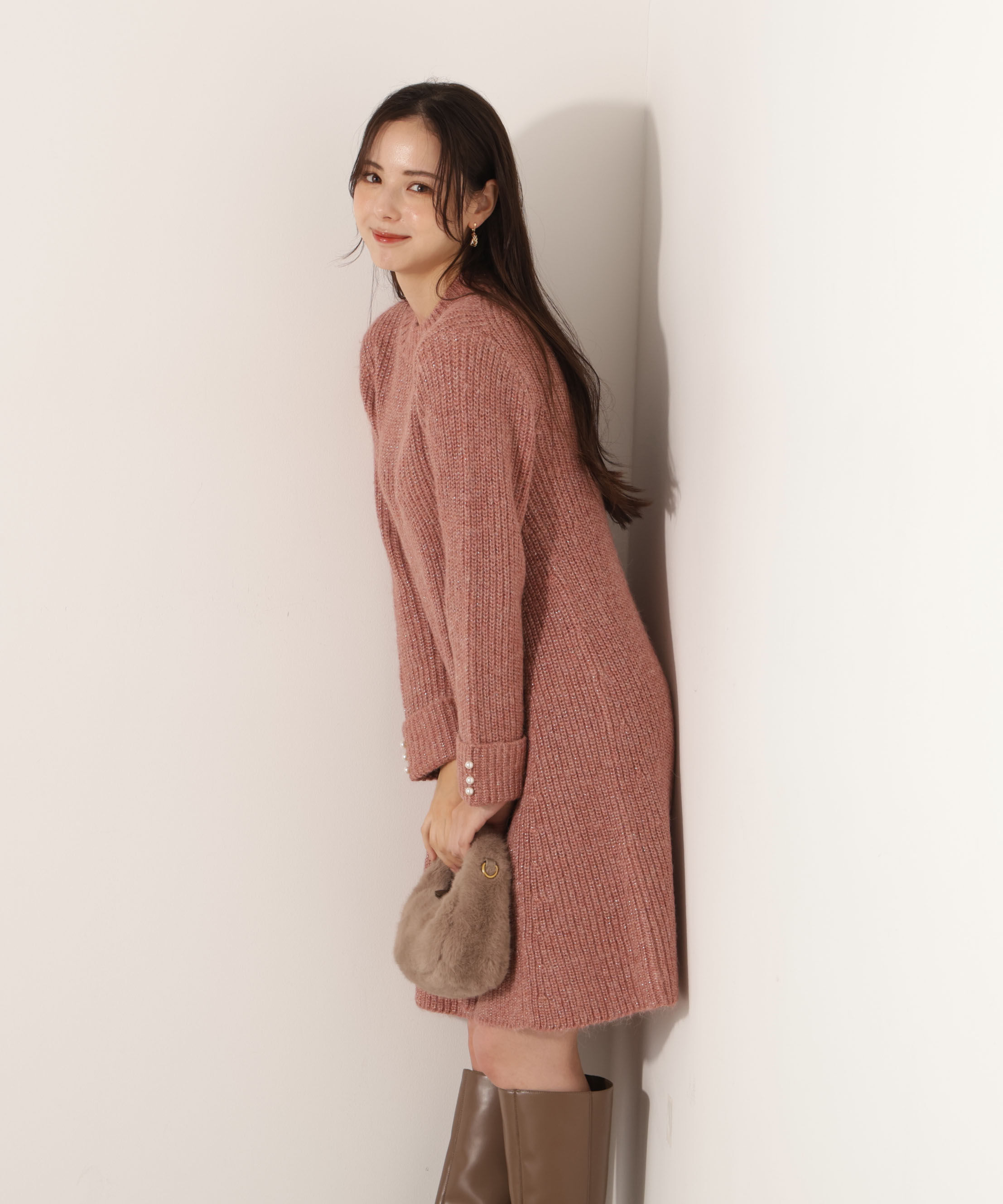 PROPORTION BODY DRESSING「ウールブレンドラメ入りニットミニワンピース　25AW」|ワンピース|