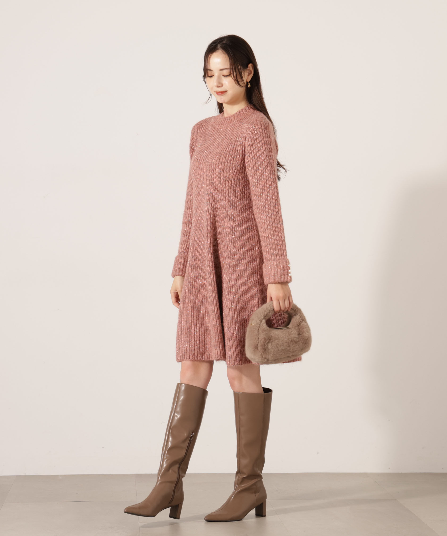 PROPORTION BODY DRESSING「ウールブレンドラメ入りニットミニワンピース　25AW」|ワンピース|