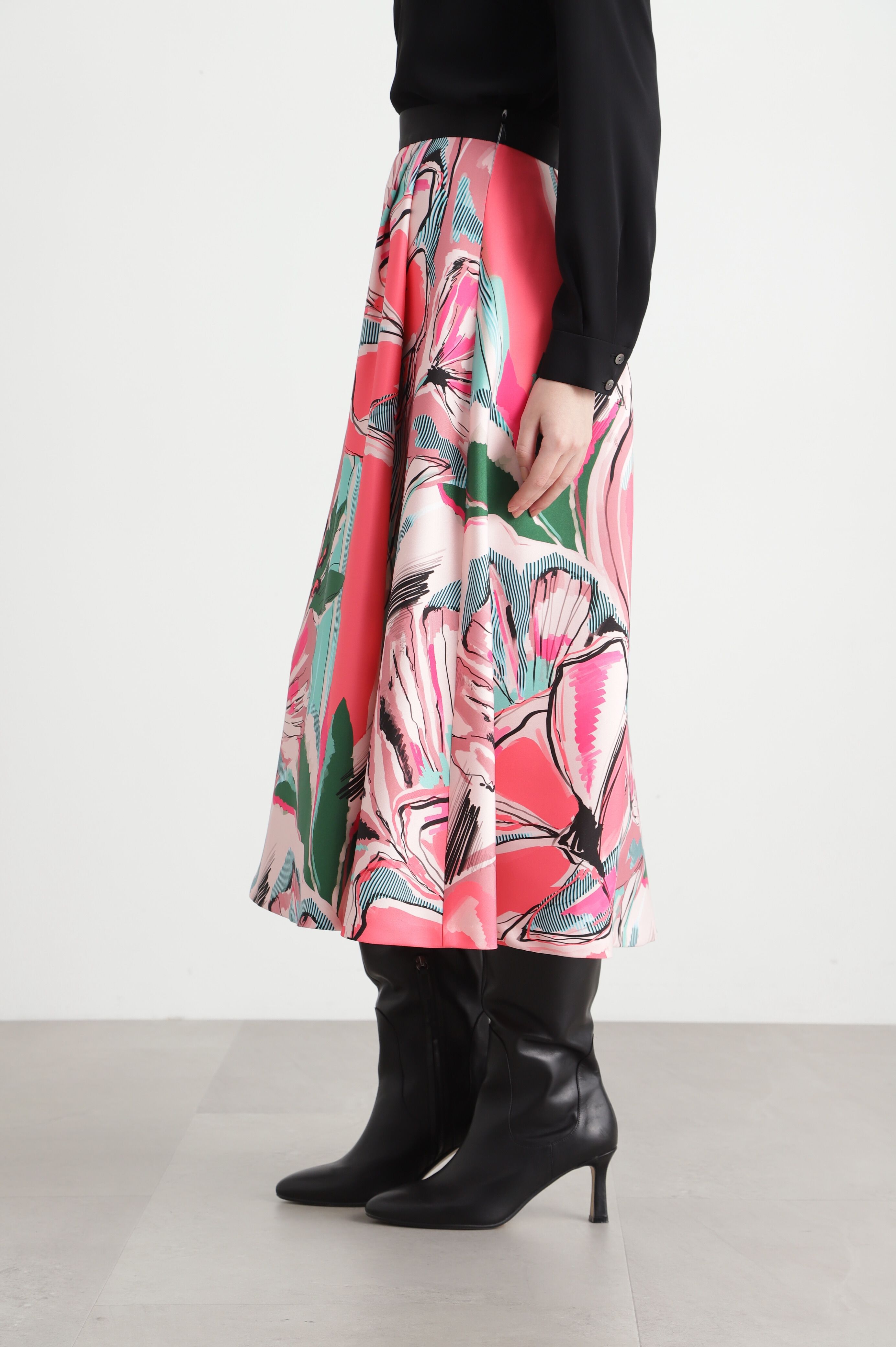  「◆アートフラワープリントスカート」|スカート|