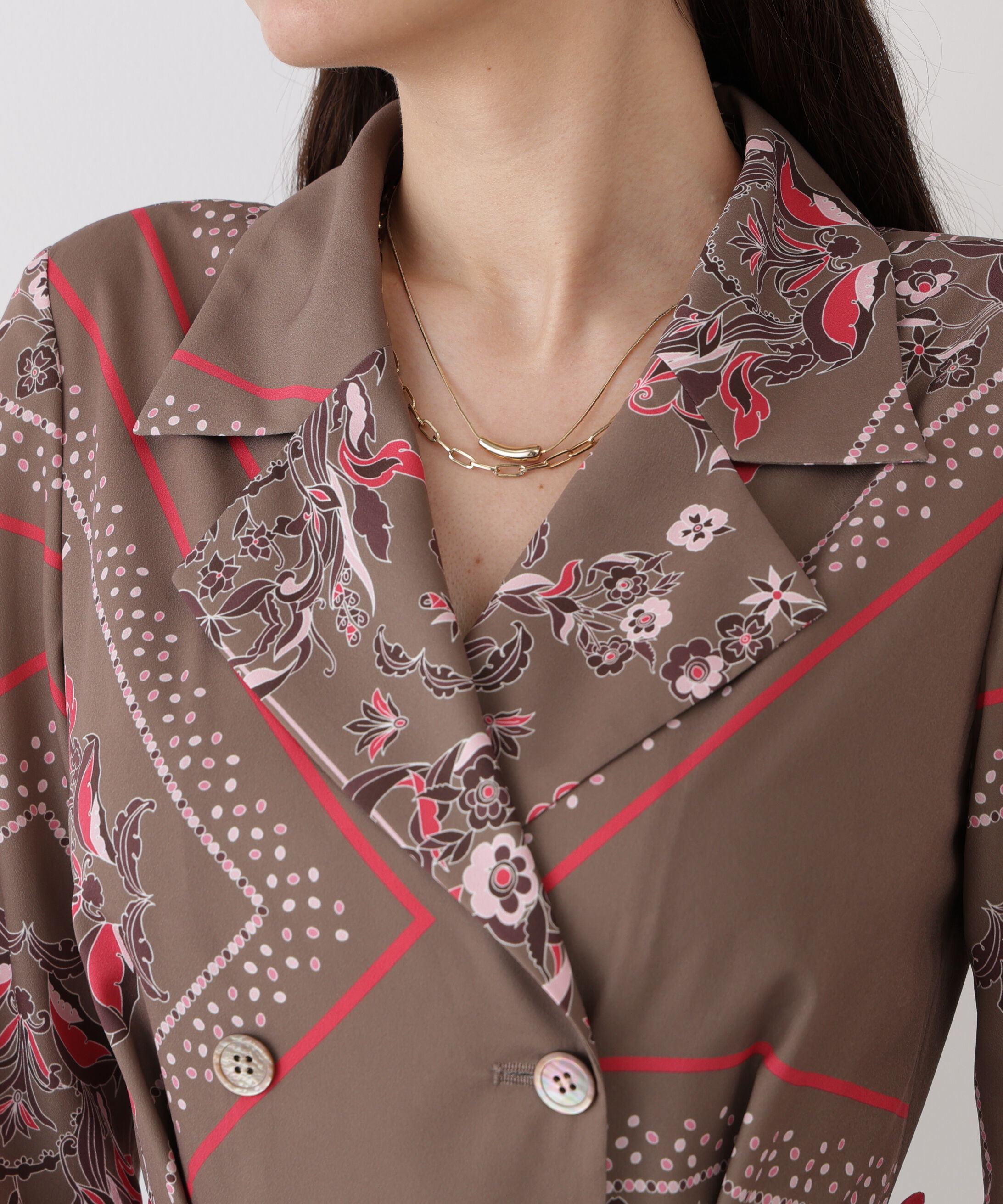  「◆フローラルスカーフプリントワンピース」|ワンピース|