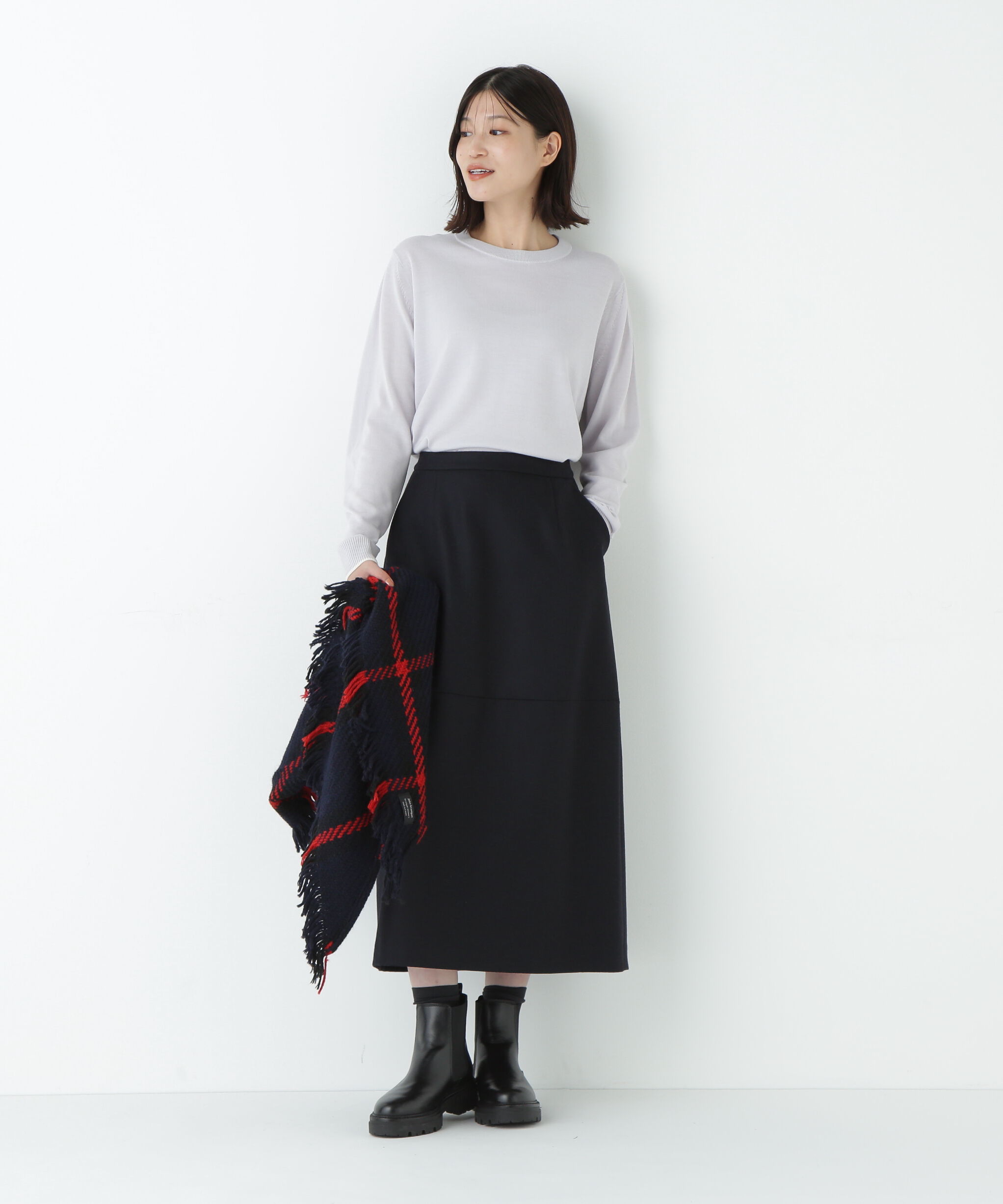  「梳毛ライン入りニットプルオーバー」|ニット・セーター|