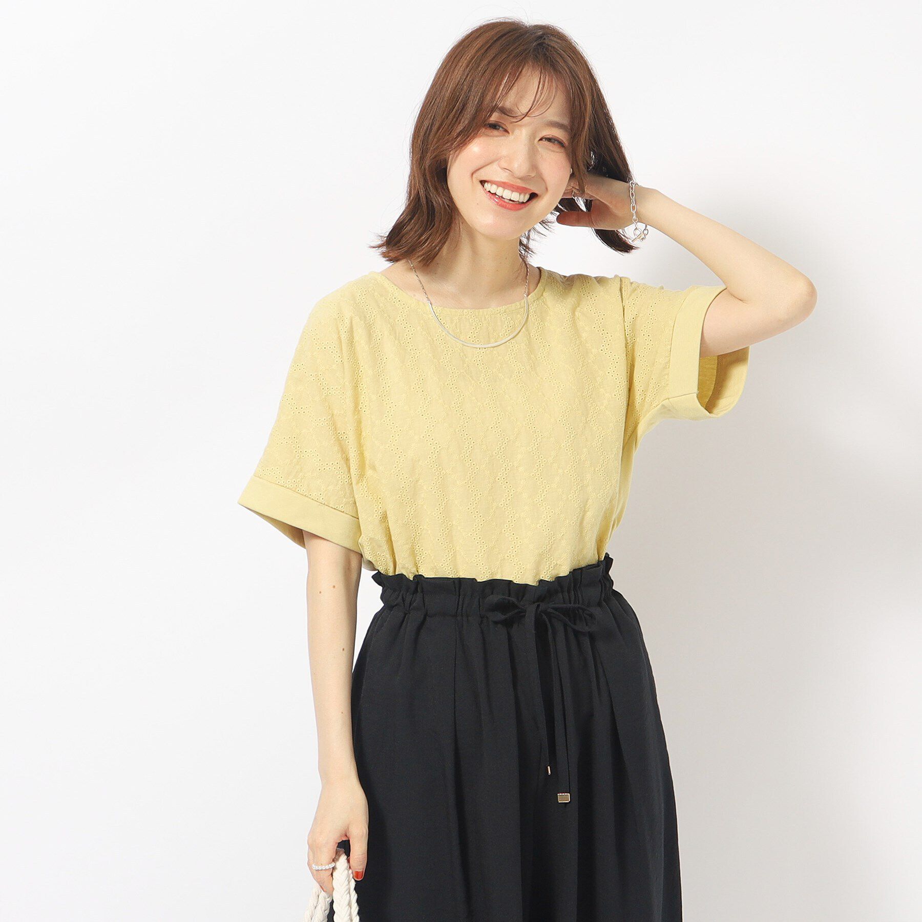 SHOO･LA･RUE「大人の甘さをプラスする フロント刺繍 ドルマントップス」|Tシャツ・カットソー|