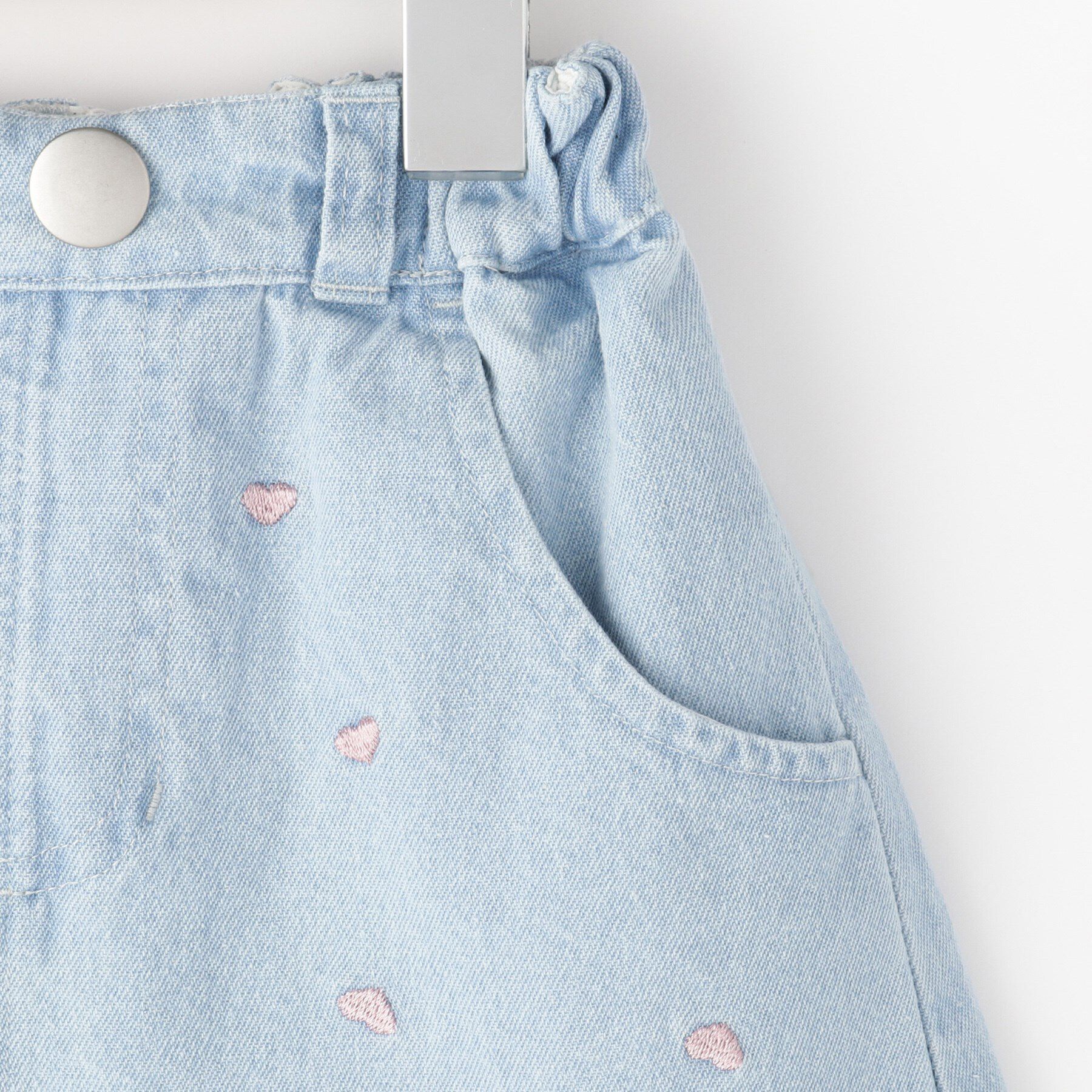 SHOO･LA･RUE「【100-150cm/洗える/姉妹リンクにも】ハート刺繍にキュンとする　デニムショートパンツ」|その他|