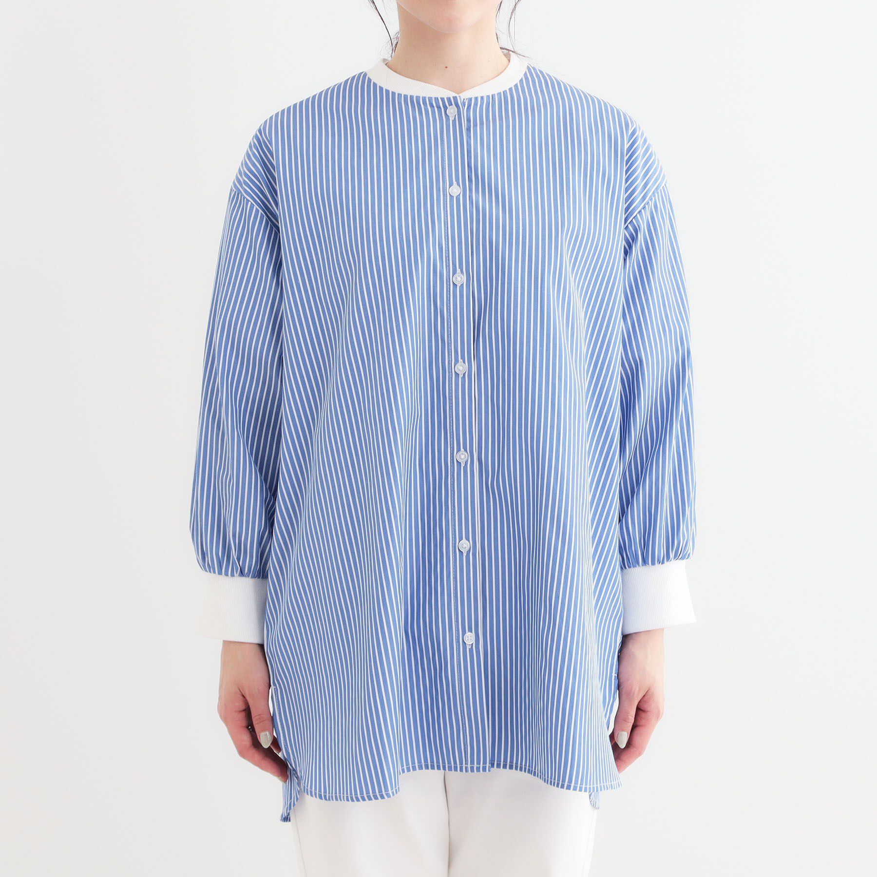 SHOO･LA･RUE「【洗える/S-LL】リブでこなれ感 ゆるっと着られる ロングシャツ」|チュニック|