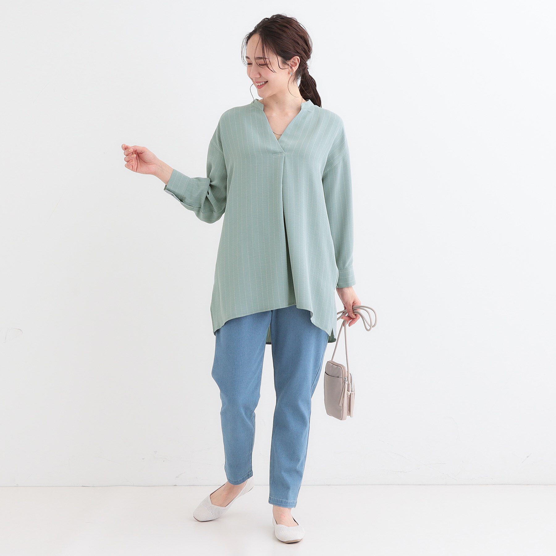 SHOO･LA･RUE「【洗える/S-LL】さらさらタッチが心地よい ゆったりチュニック」|チュニック|