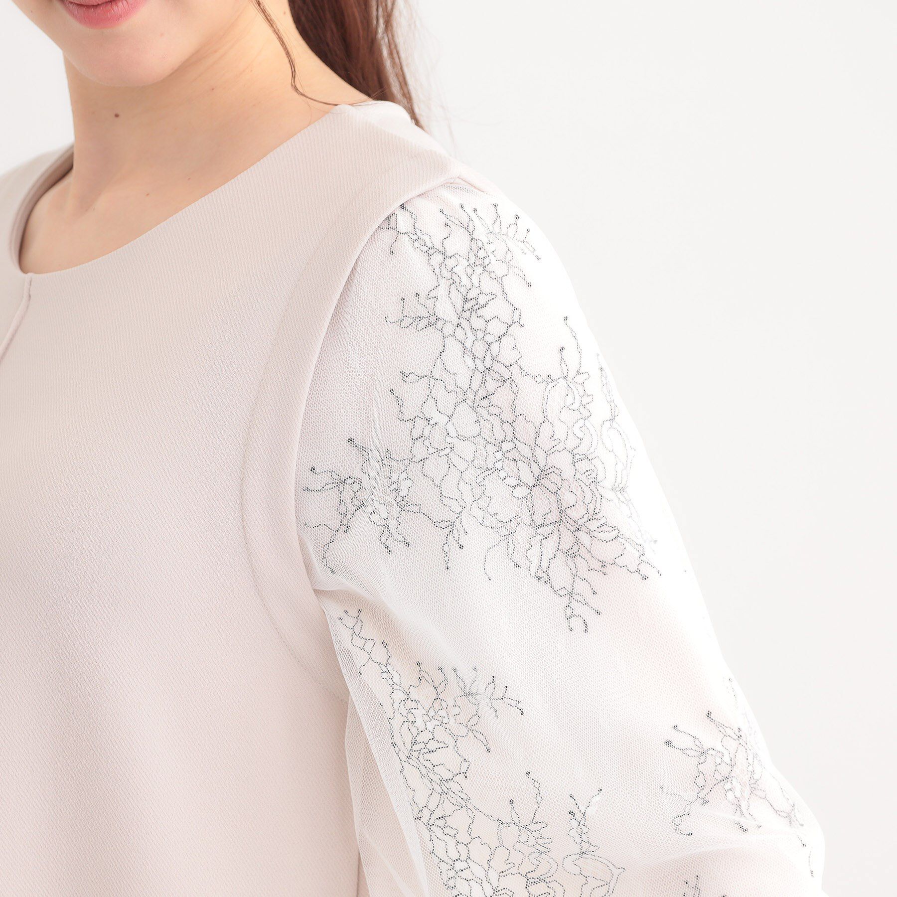 SHOO･LA･RUE「1枚で上品に決まる お袖レース切り替え7分袖ワンピース」|ワンピース|