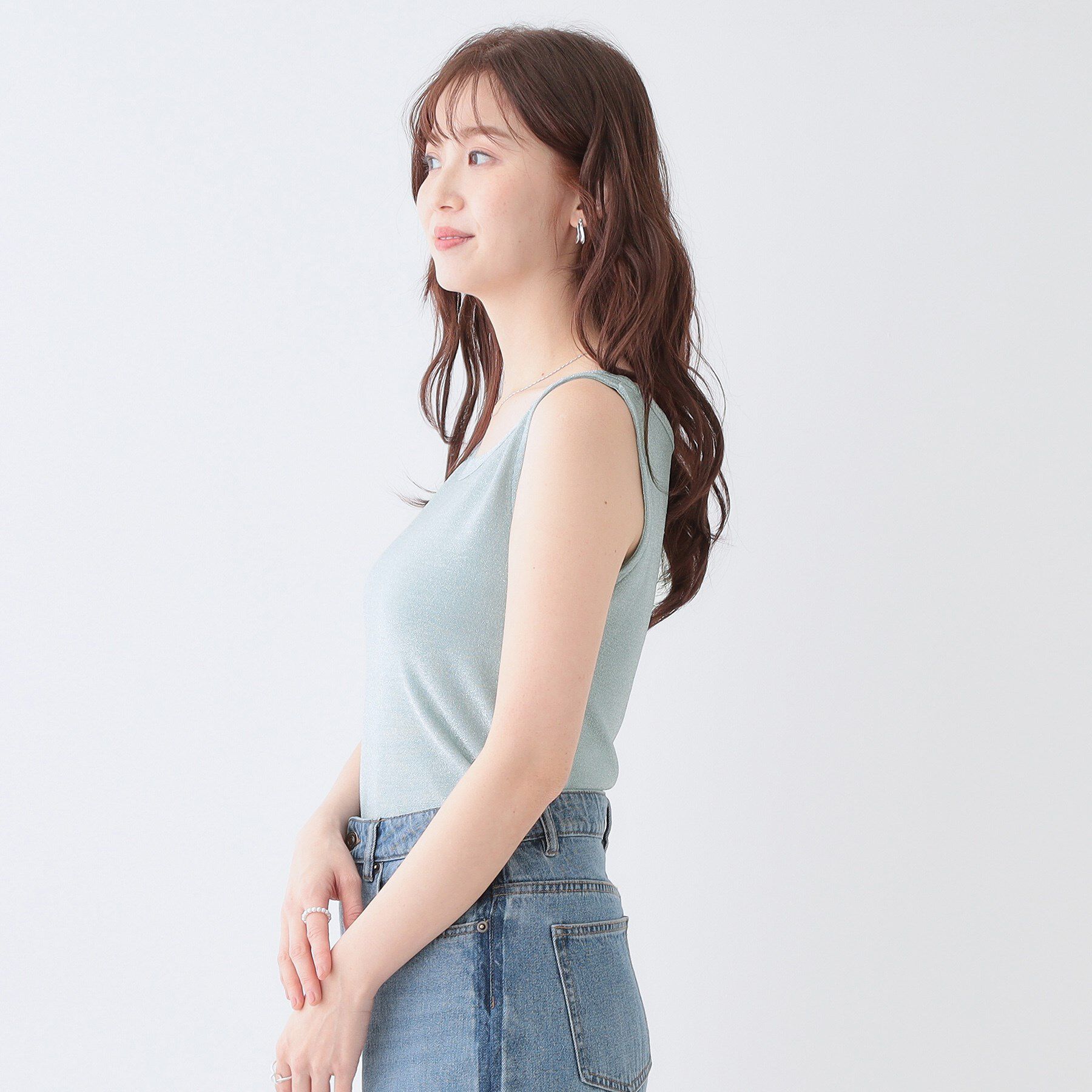 SHOO･LA･RUE「【高レビュー/S-LL】大人ヘルシーなスタイルに ラメタンクトップ」|キャミソール|