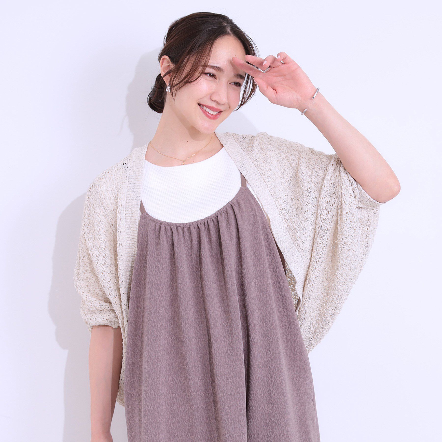 SHOO･LA･RUE「リネンライク 透かし編みボレロカーディガン」|カーディガン|