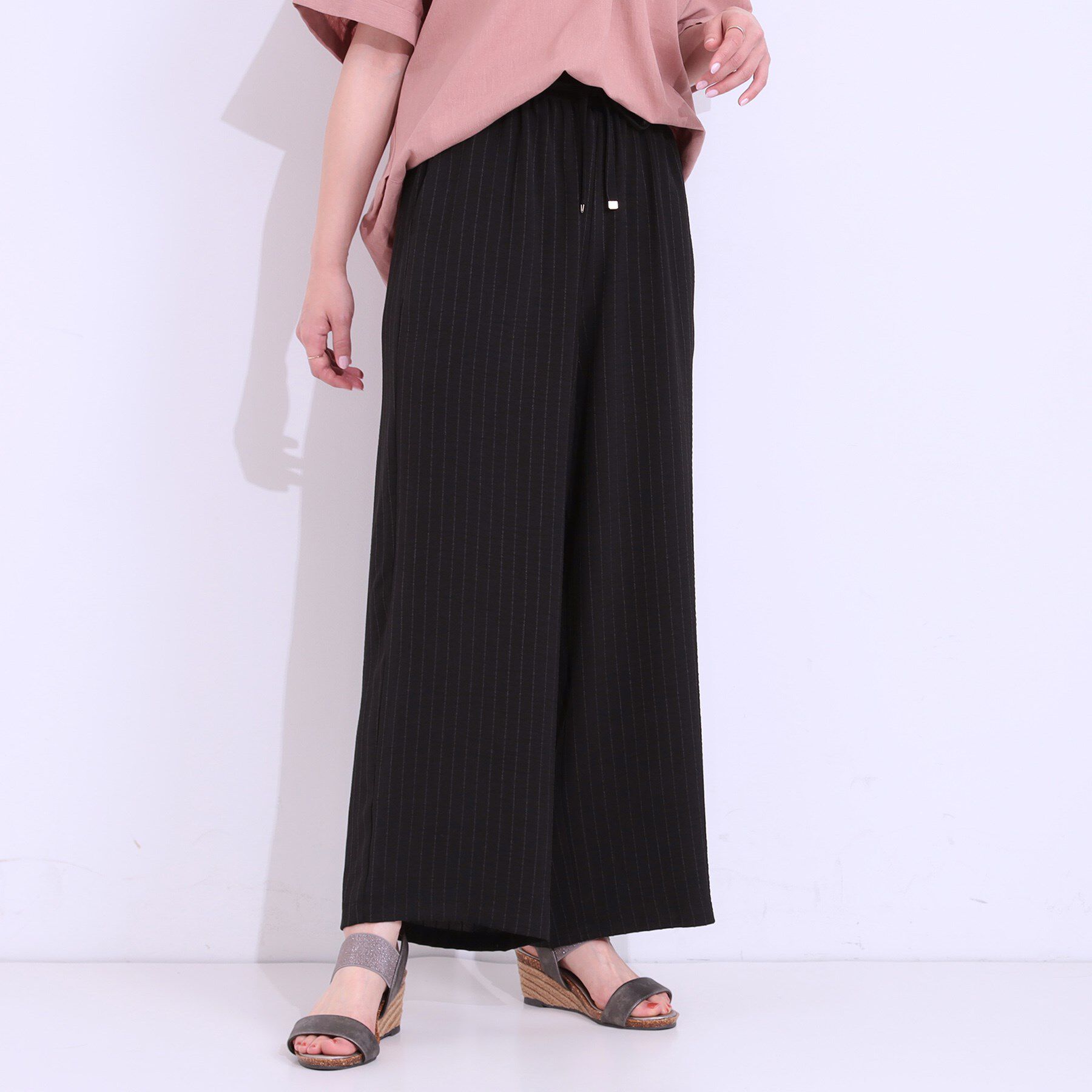 SHOO･LA･RUE「【着丈選べる/ひんやり】ストライプ見えイージーワイドパンツ」|その他|