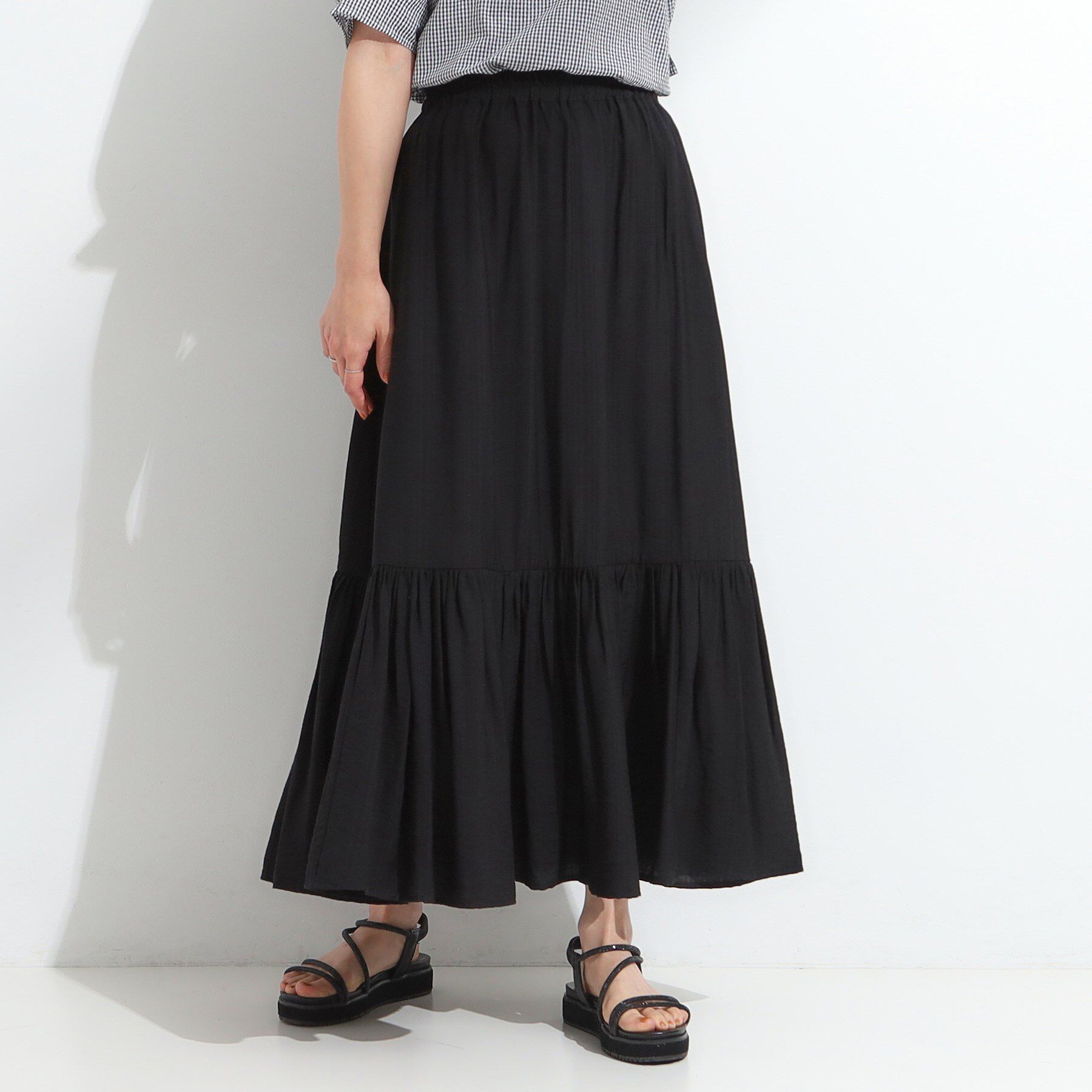 SHOO･LA･RUE「麻調ティアードスカート」|スカート|