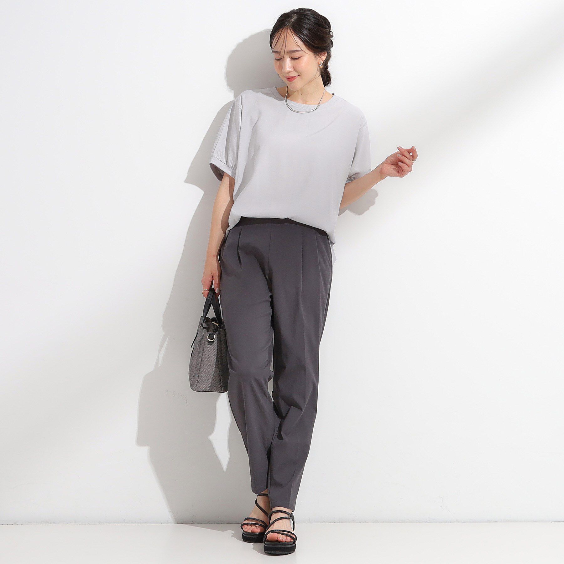 SHOO･LA･RUE「【ひんやり/洗濯後しわになりにくい】リブ切り替えドルマンブラウス」|シャツ・ブラウス|