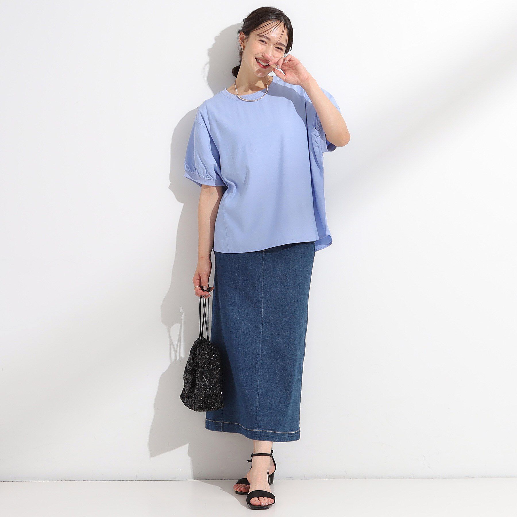 SHOO･LA･RUE「【ひんやり/洗濯後しわになりにくい】リブ切り替えドルマンブラウス」|シャツ・ブラウス|