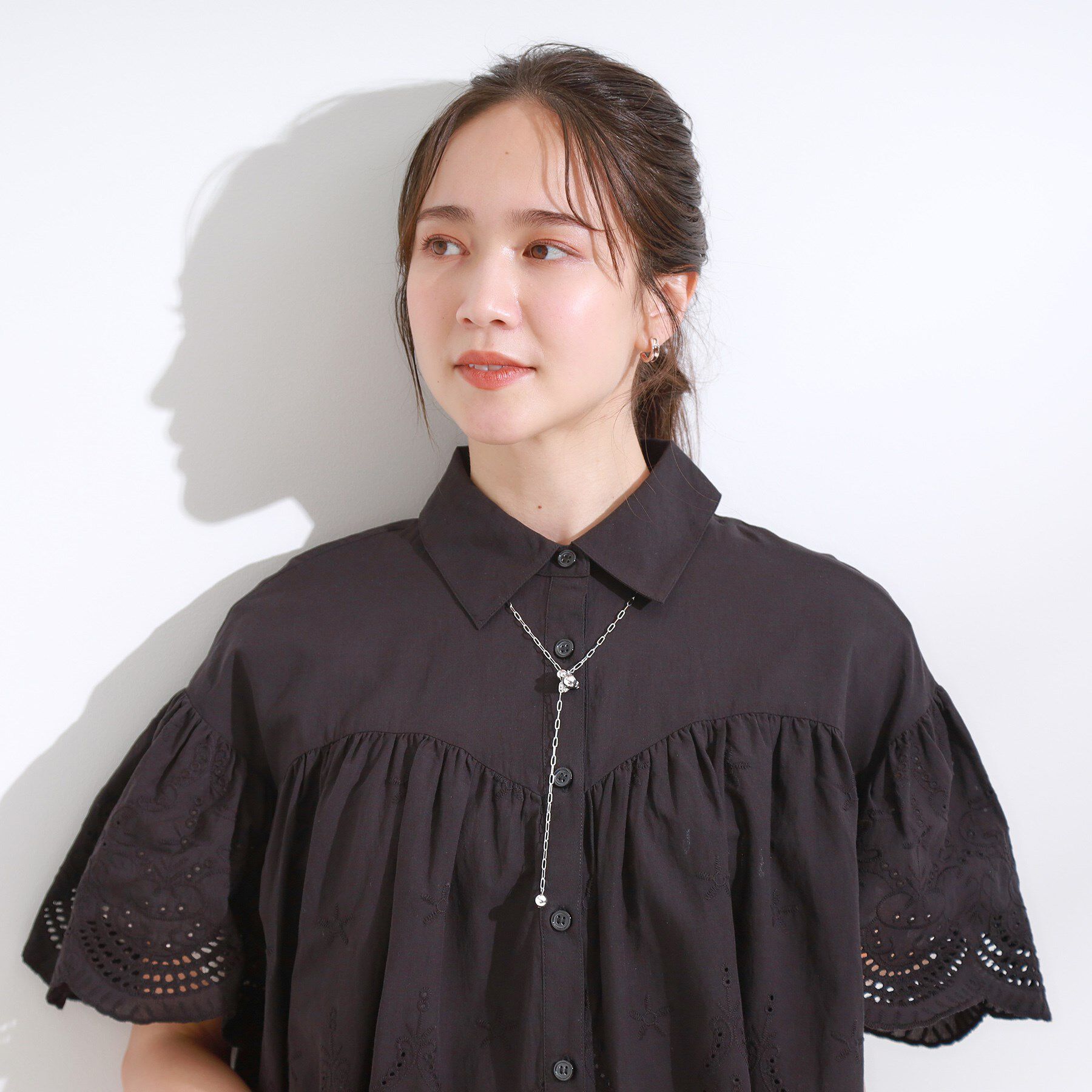 SHOO･LA･RUE「【2WAY】楕円チェーンパヴェメタルネックレス」|ネックレス|