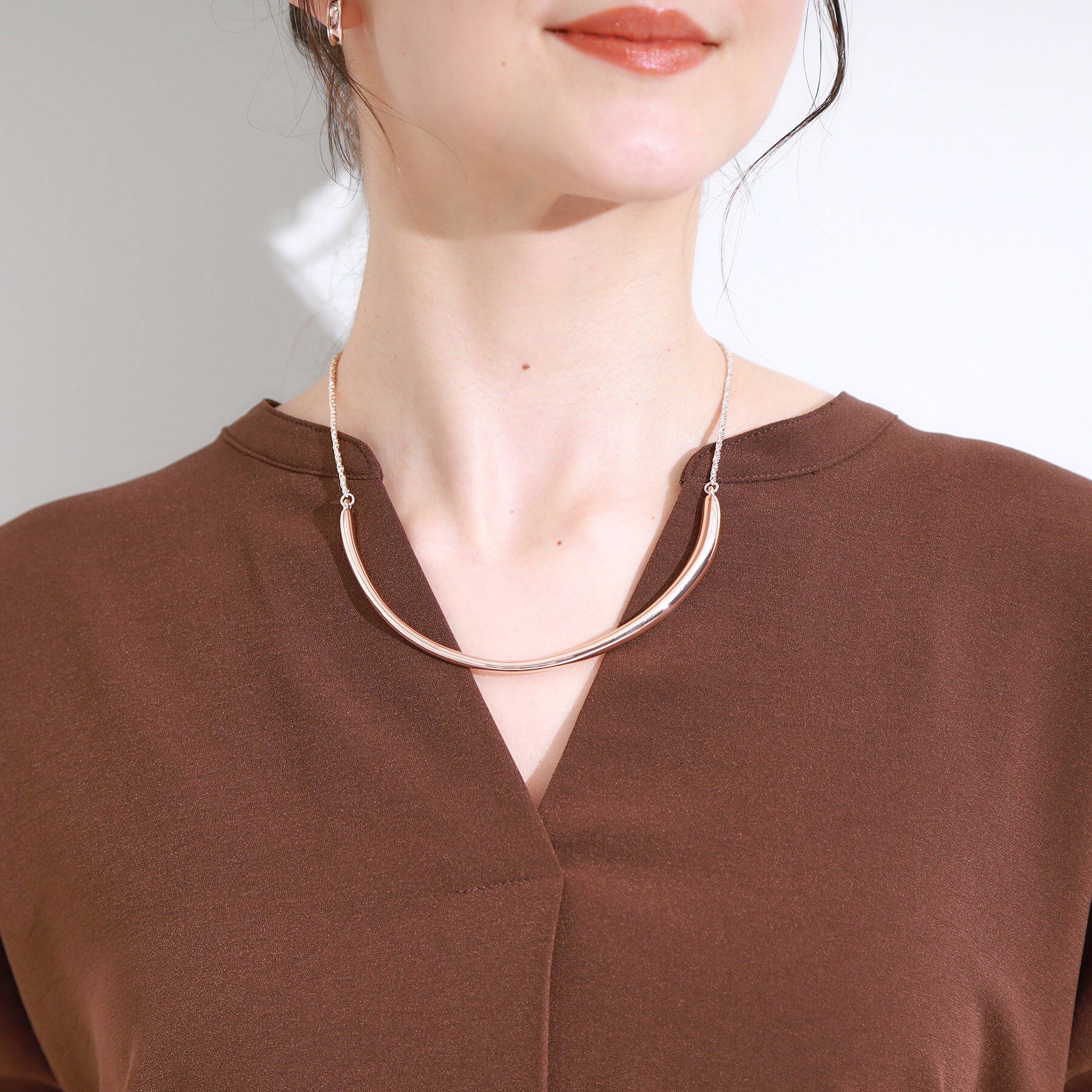 SHOO･LA･RUE「【2WAY】メタルカーブネックレス」|ネックレス|