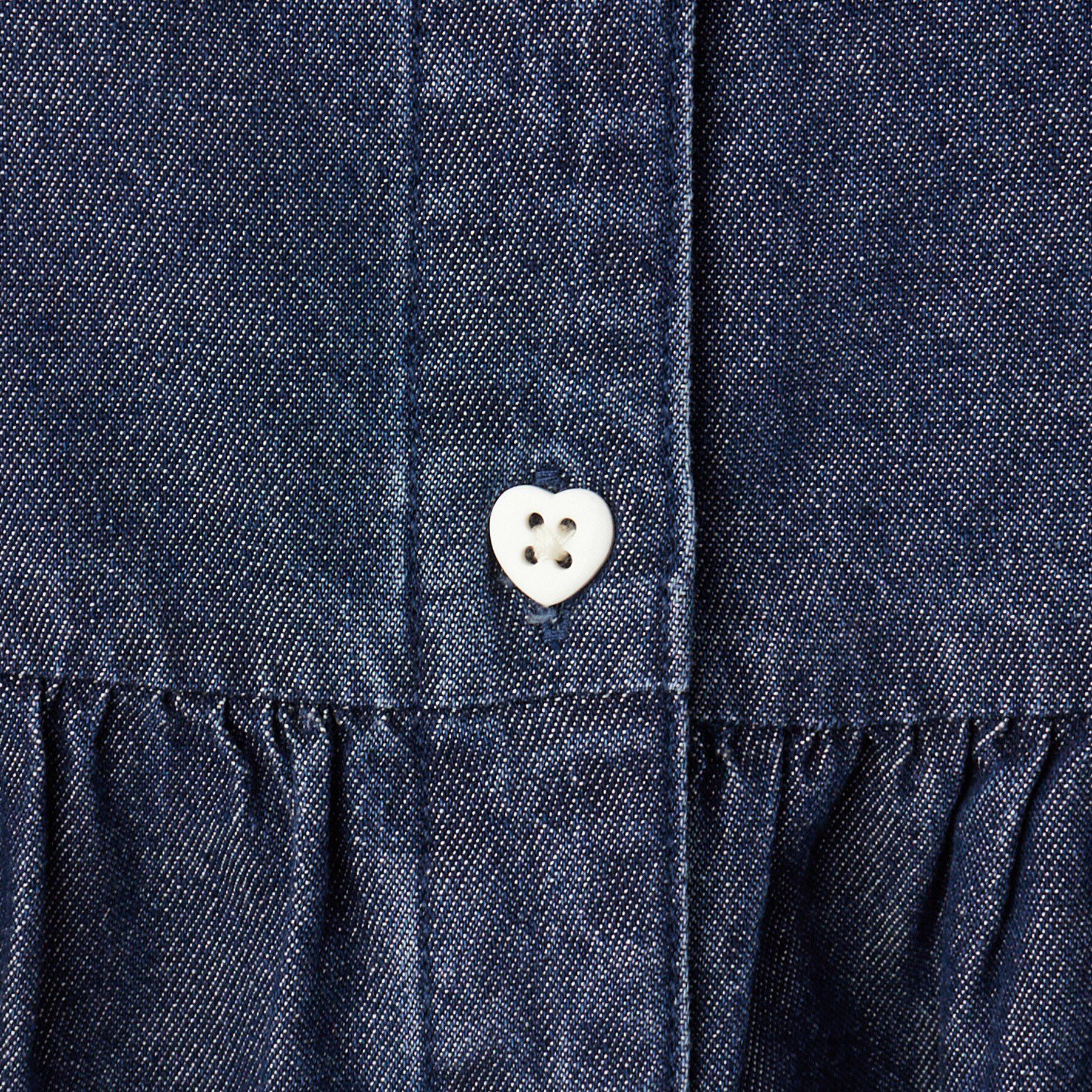 SHOO･LA･RUE「【100-150cm/ひんやり】ハートボタンデニムワンピース」|ワンピース|