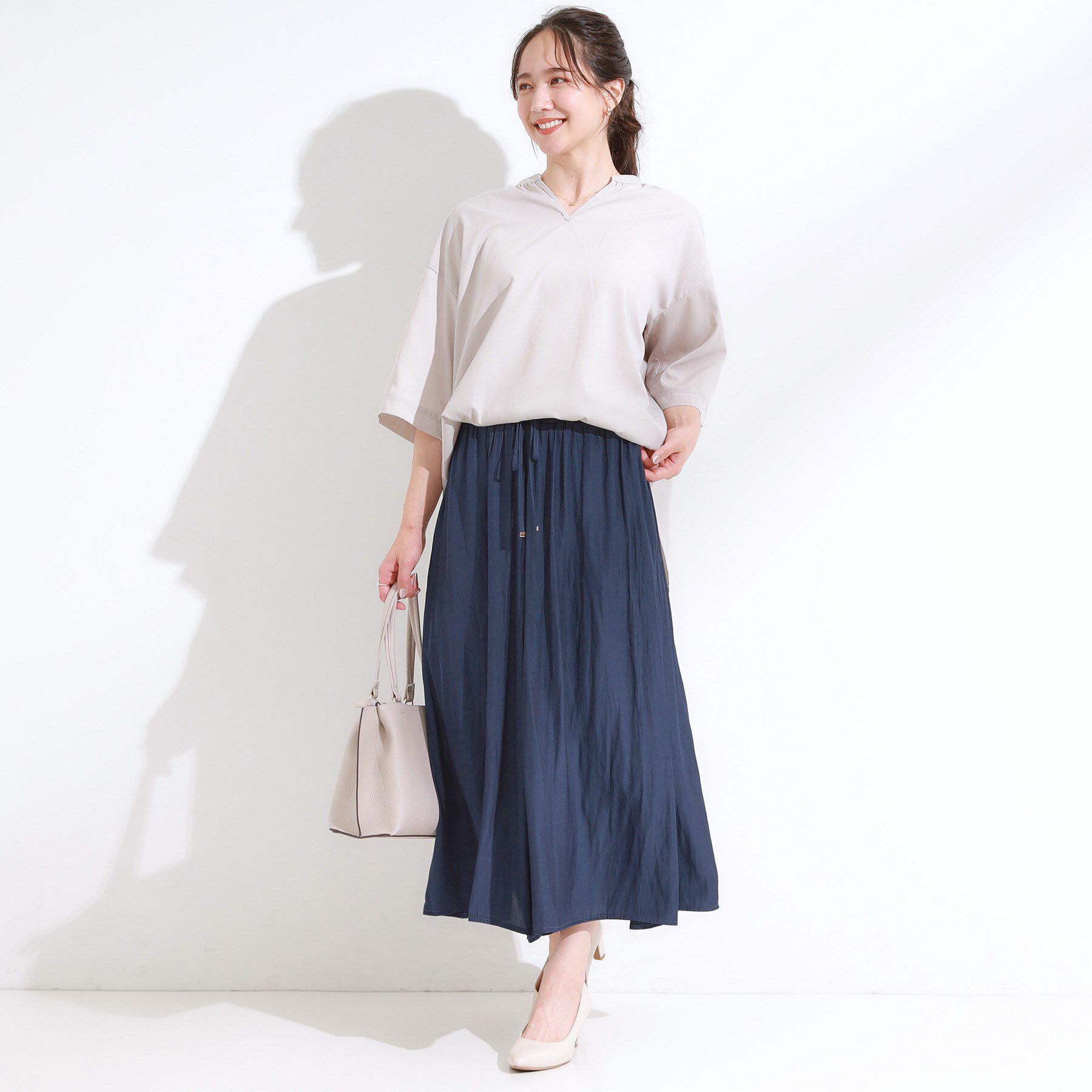 SHOO･LA･RUE「【S-LL/裏地ひんやり】スカート見えで上品に マットサテンスカーチョ」|その他|