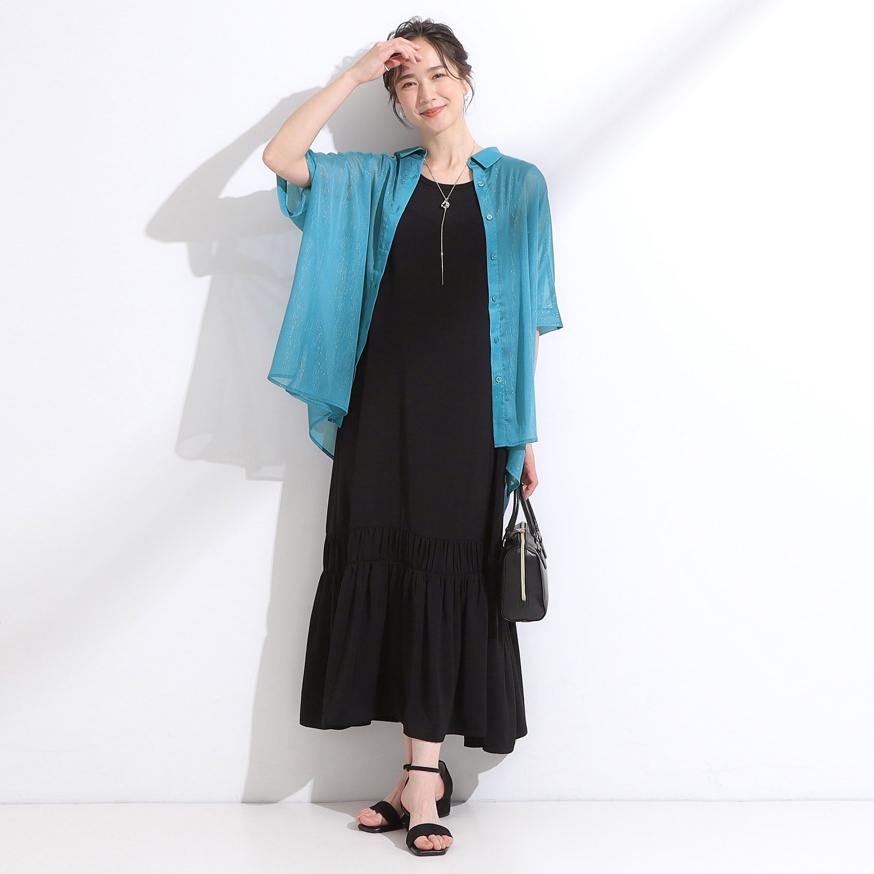 SHOO･LA･RUE「大人のシアー感 ラメが華やかな楊柳ポンチョシャツ」|シャツ・ブラウス|