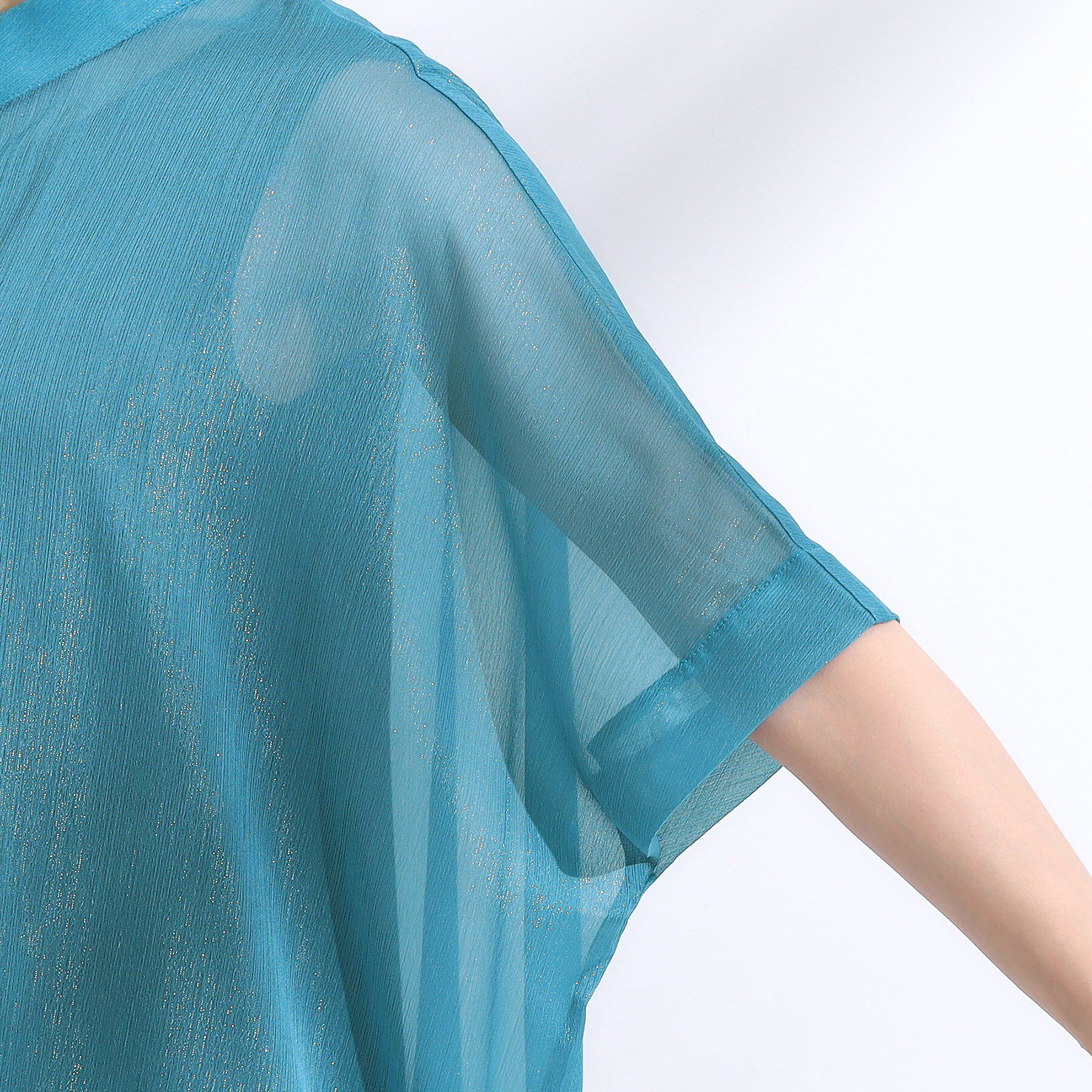 SHOO･LA･RUE「大人のシアー感 ラメが華やかな楊柳ポンチョシャツ」|シャツ・ブラウス|