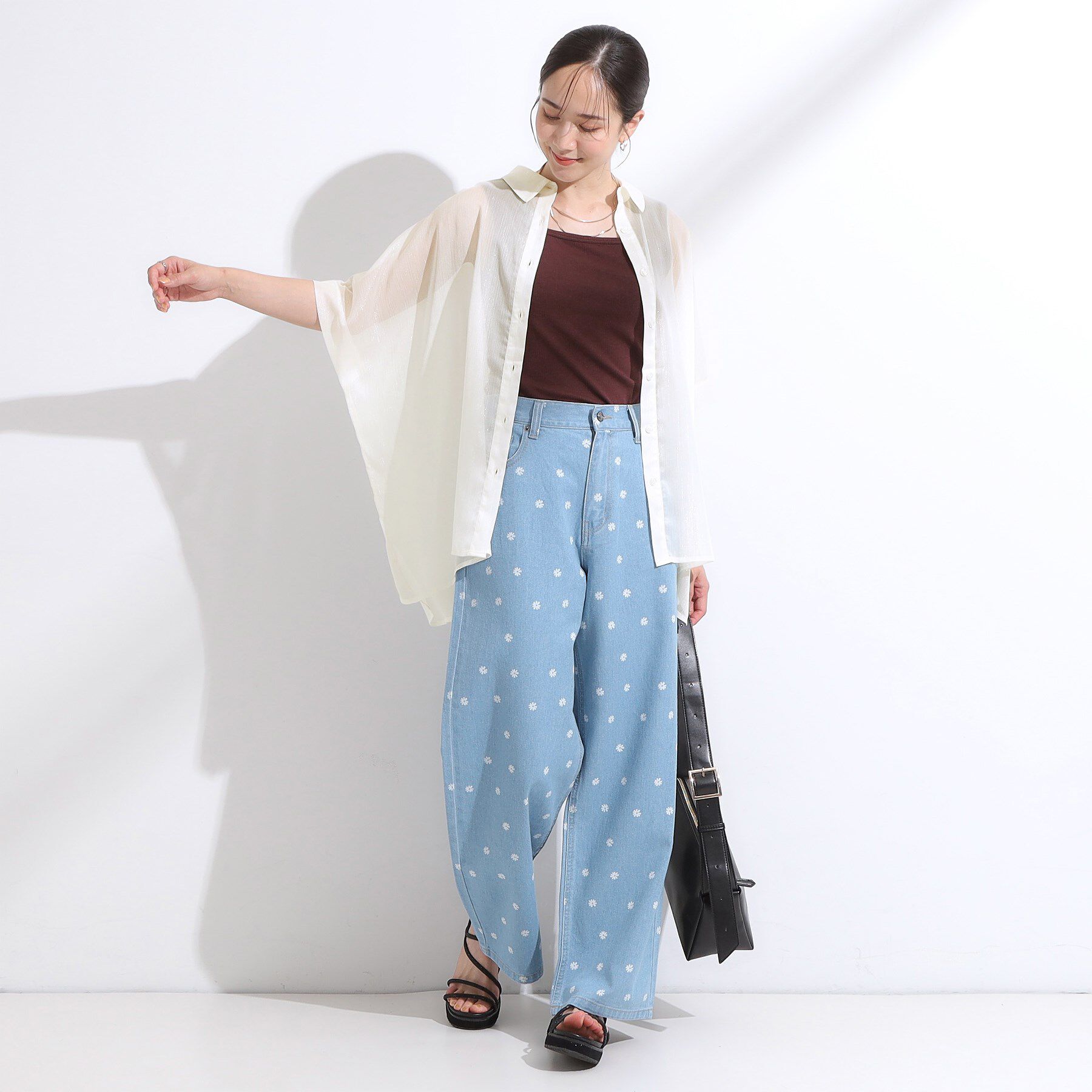 SHOO･LA･RUE「大人のシアー感 ラメが華やかな楊柳ポンチョシャツ」|シャツ・ブラウス|