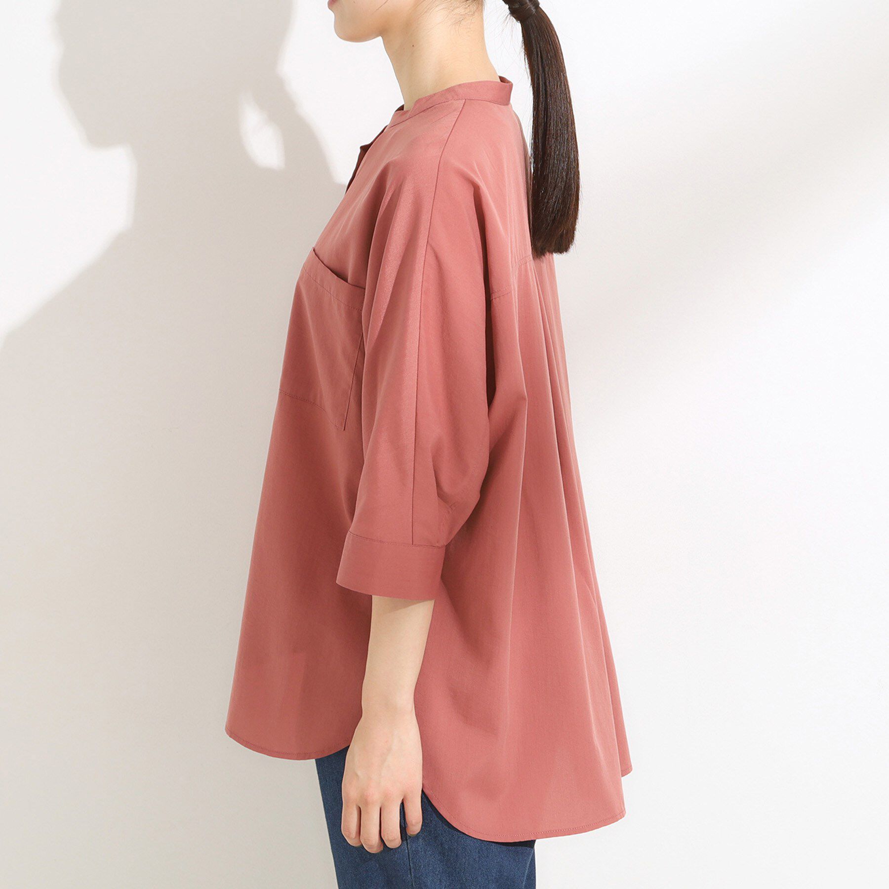 SHOO･LA･RUE「【S-LL/洗濯後しわになりにくい】コットン風 前あきドルマンブラウス」|シャツ・ブラウス|