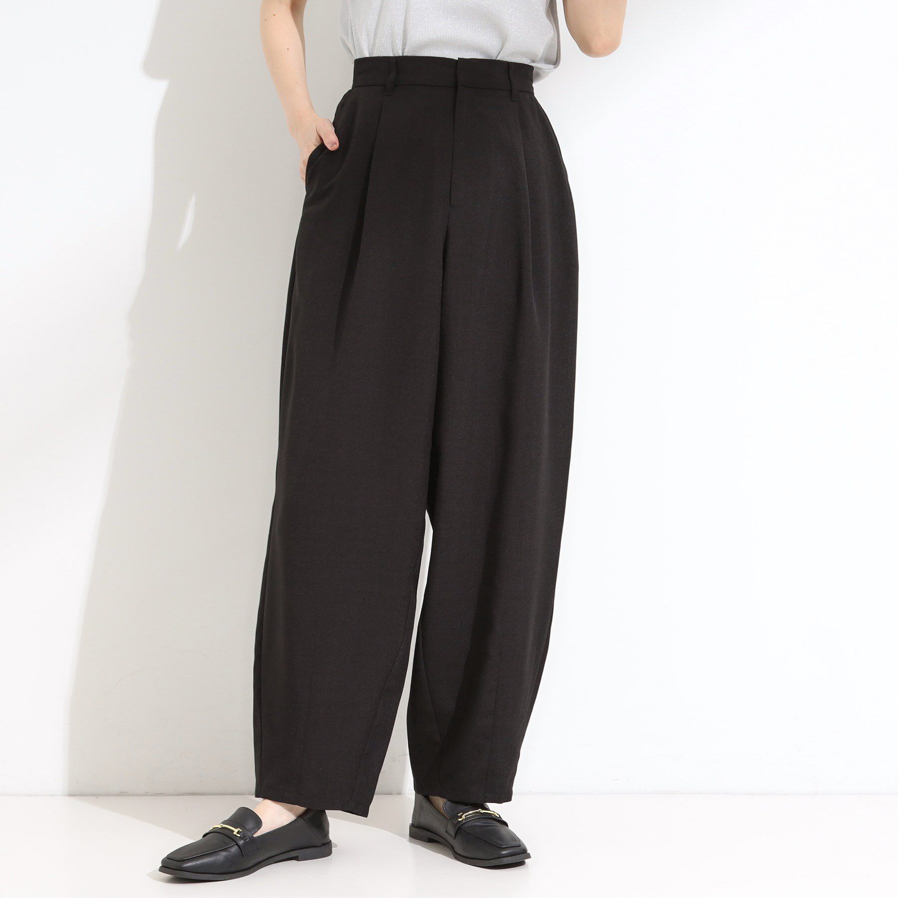 SHOO･LA･RUE「【セットアップ可】さらりと軽やか 麻調ゆるカーブパンツ」|その他|