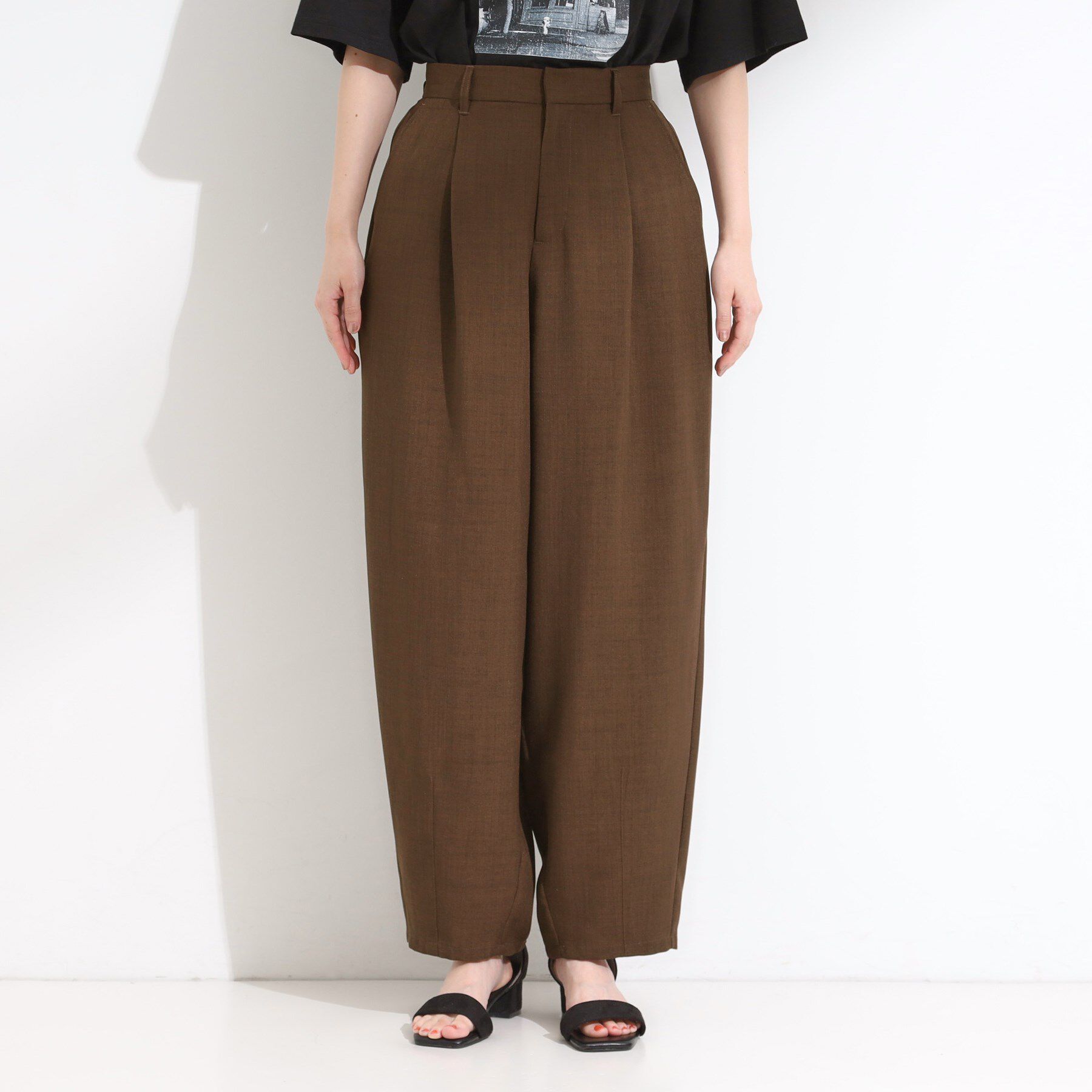 SHOO･LA･RUE「【セットアップ可】さらりと軽やか 麻調ゆるカーブパンツ」|その他|