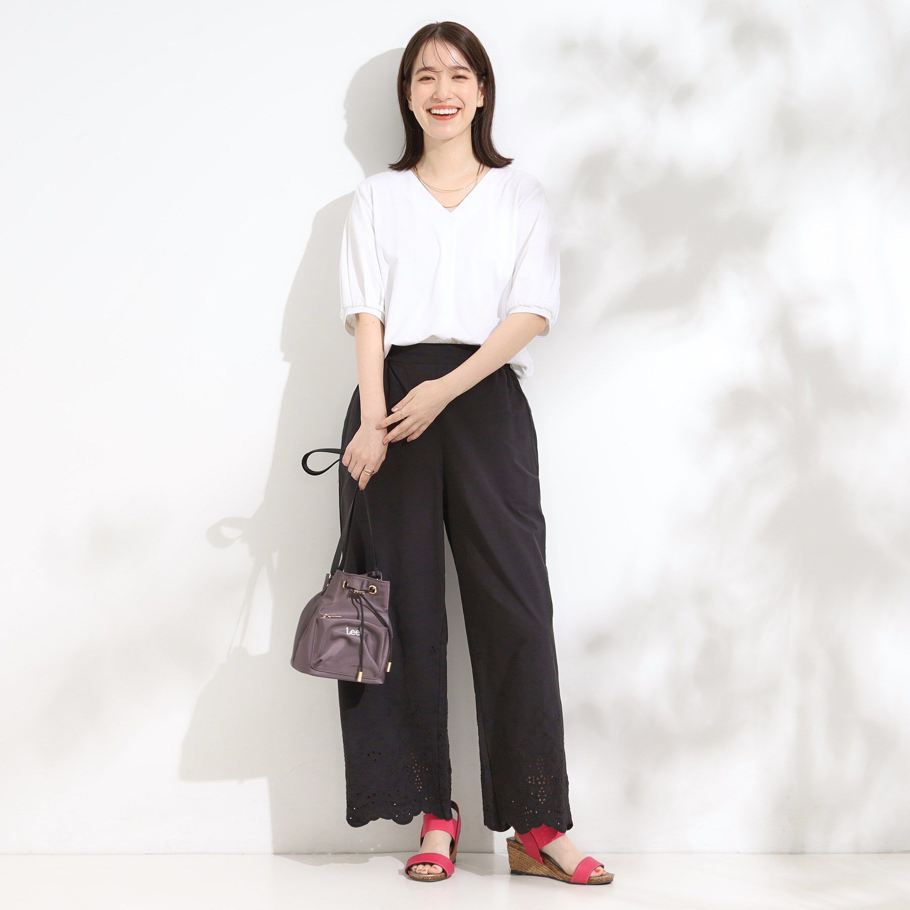 SHOO･LA･RUE「【S-LL/ひんやり/UV】女性らしい印象に スキッパートップス」|Tシャツ・カットソー|