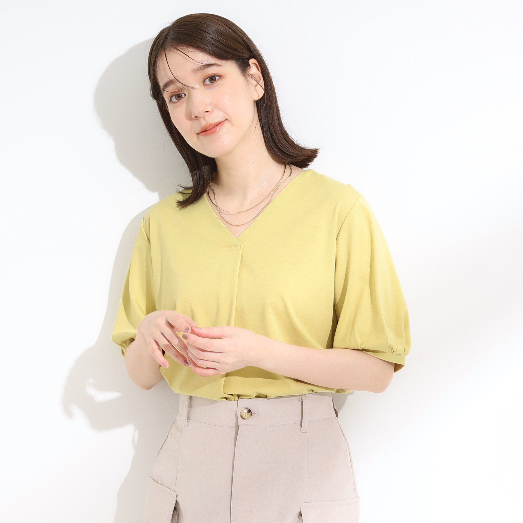 SHOO･LA･RUE「【S-LL/ひんやり/UV】女性らしい印象に スキッパートップス」|Tシャツ・カットソー|