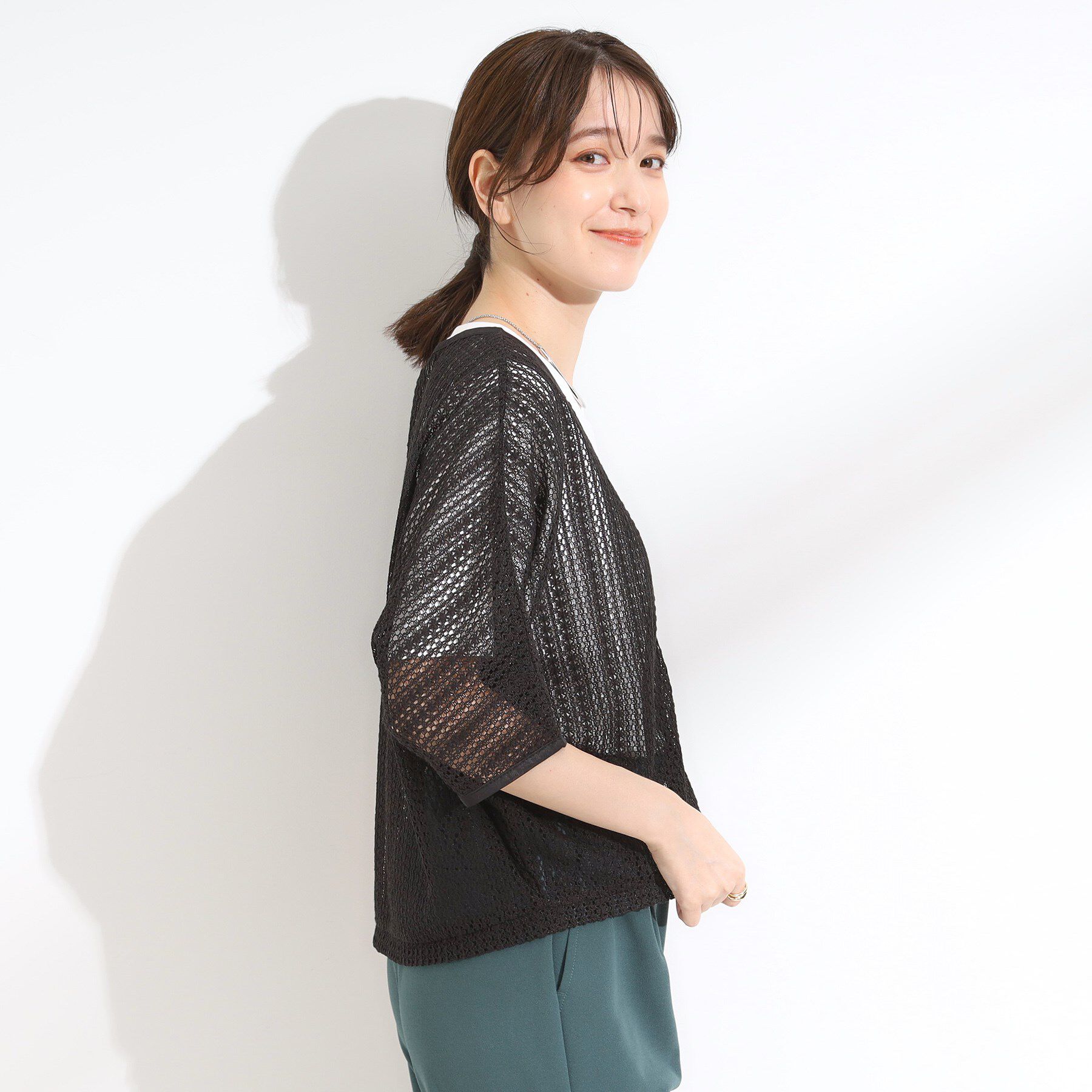 SHOO･LA･RUE「【洗える/S-LL】季節の変わり目に 透かし柄が涼やか ジップブルゾン」|ブルゾン・スタジャン|