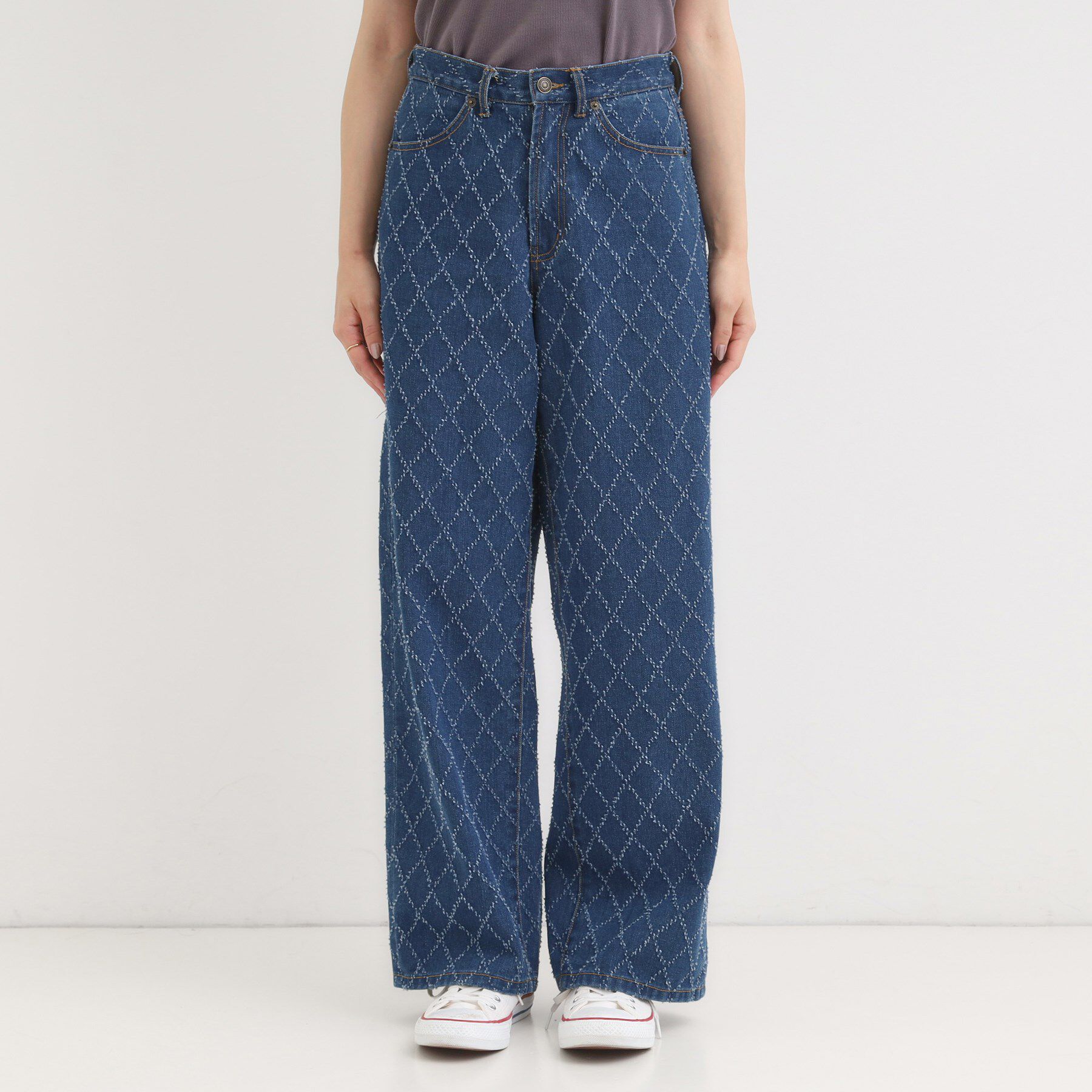 SHOO･LA･RUE「【S-LL】こなれ見え リボン付き アソートデニムワイドパンツ」|デニム|