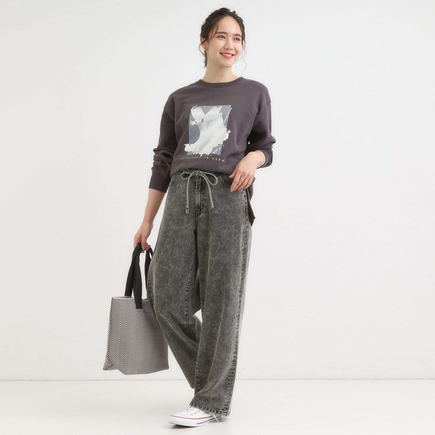 SHOO･LA･RUE「【S-LL】こなれ見え リボン付き アソートデニムワイドパンツ」|デニム|