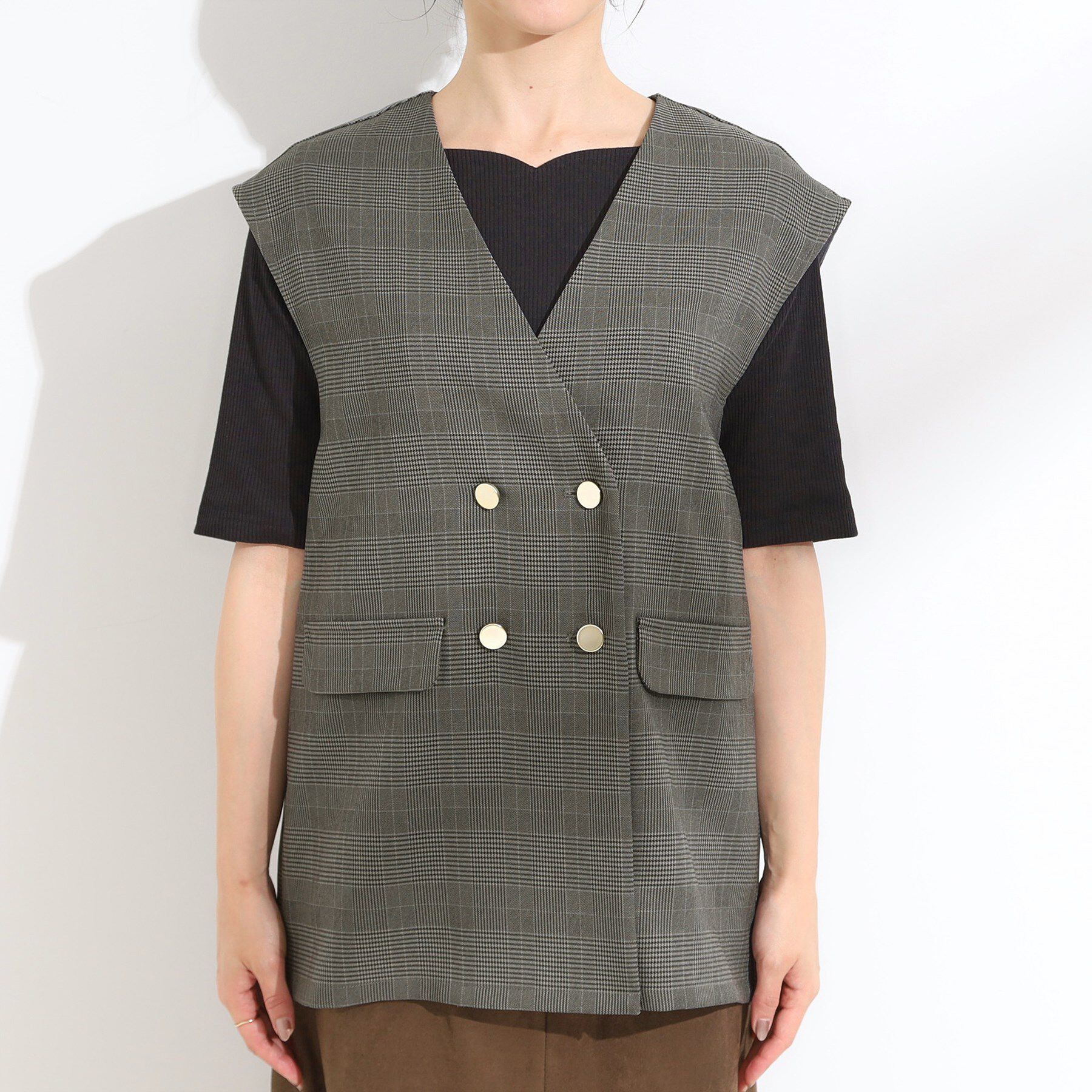 SHOO･LA･RUE「【S-LL/セットアップ可/洗濯後しわになりにくい】ダブルベスト」|ベスト・ジレ|