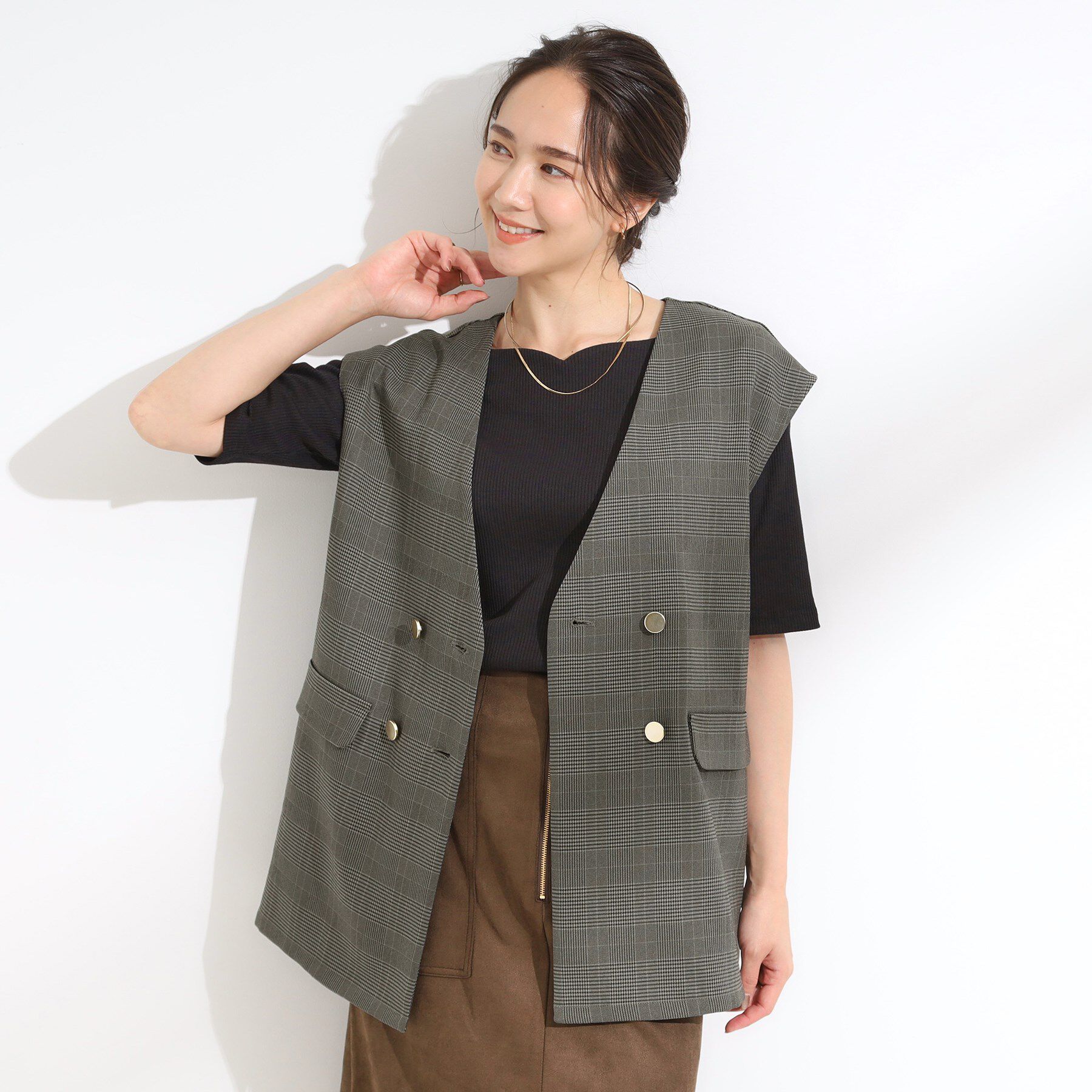 SHOO･LA･RUE「【S-LL/セットアップ可/洗濯後しわになりにくい】ダブルベスト」|ベスト・ジレ|