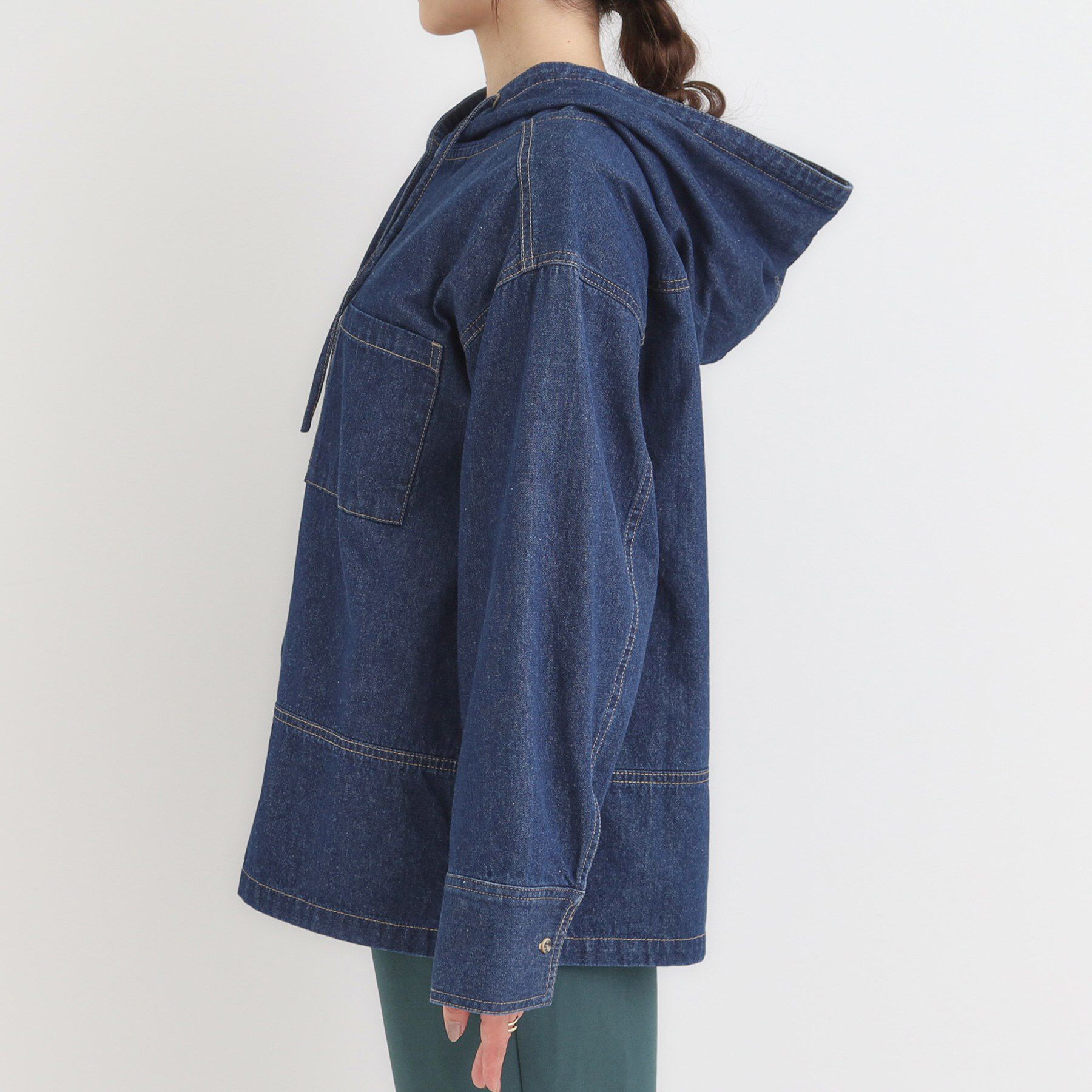 SHOO･LA･RUE「【S-LL】こなれ感ある着こなしに デニムフーディーブルゾン」|デニムジャケット|