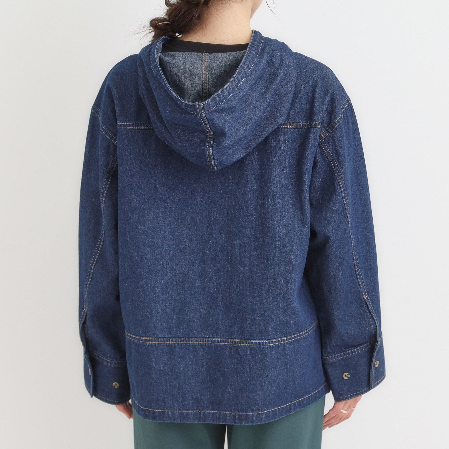 SHOO･LA･RUE「【S-LL】こなれ感ある着こなしに デニムフーディーブルゾン」|デニムジャケット|