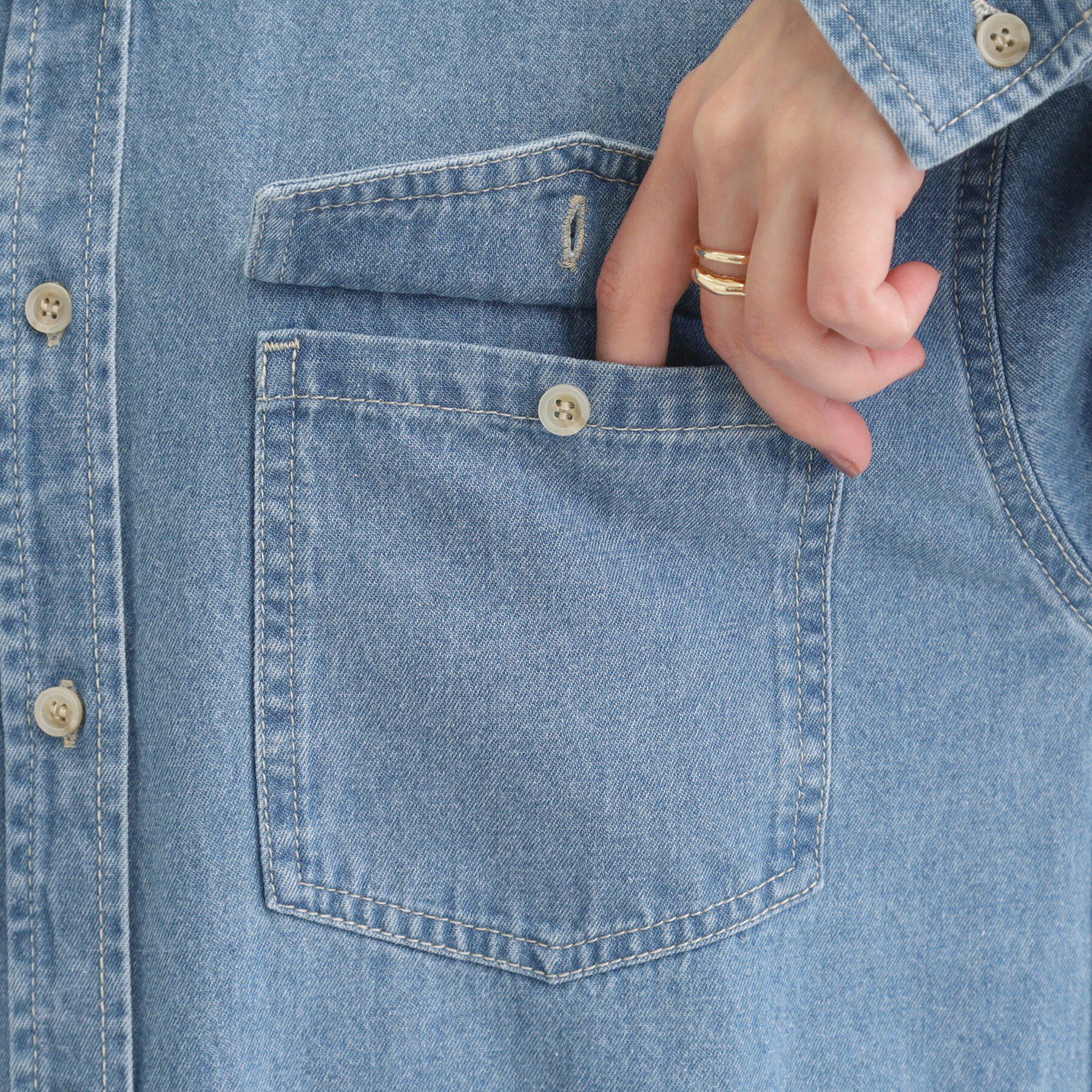 SHOO･LA･RUE「【S-LL】ロングシーズン活躍 デニムシャツワンピース」|ワンピース|