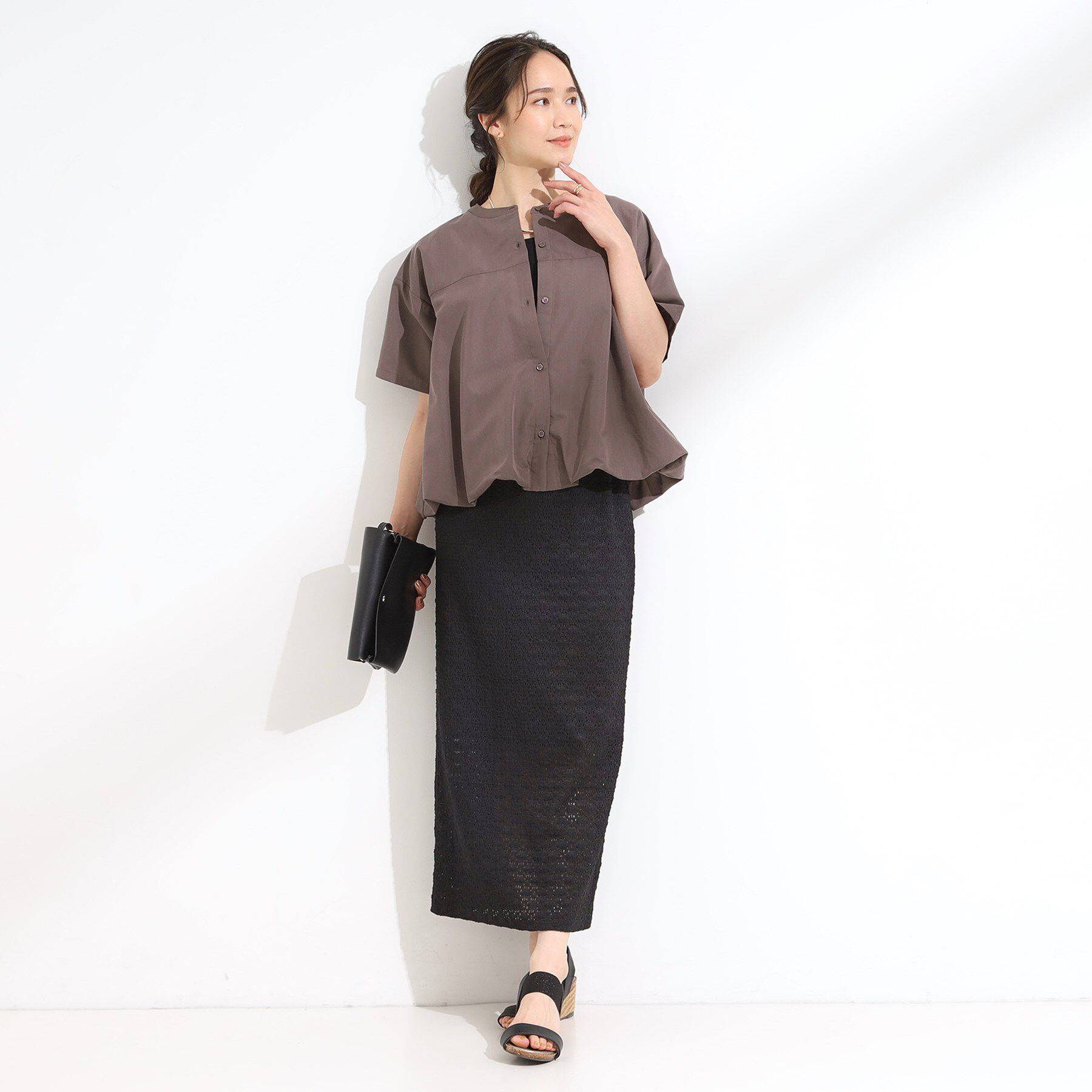 SHOO･LA･RUE「【S-LL】インせず着られる 裾バルーンシャツ」|シャツ・ブラウス|