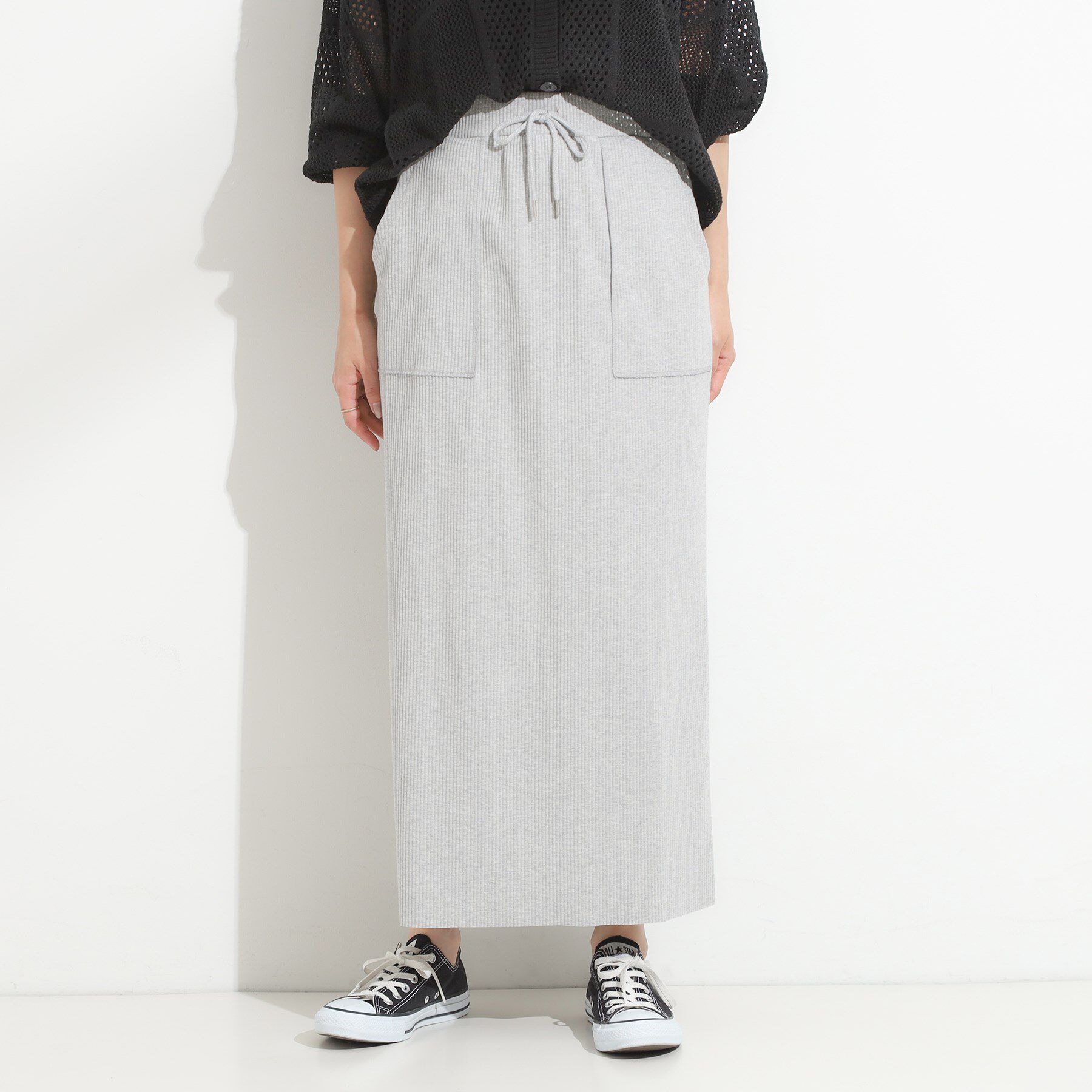 SHOO･LA･RUE「【セルフカット可/吸水速乾/抗菌防臭】着回ししやすい カットリブナロースカート」|スカート|