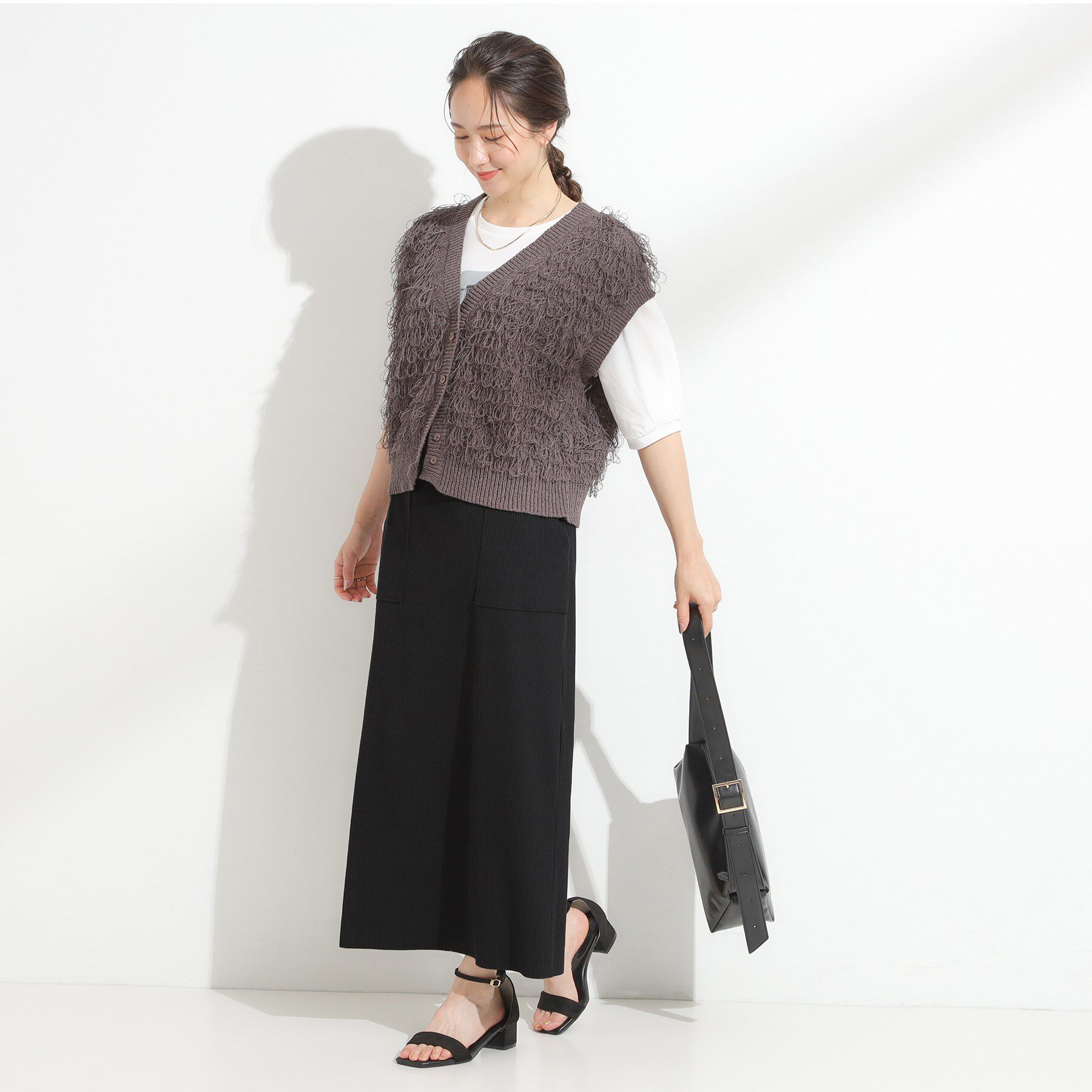 SHOO･LA･RUE「【セルフカット可/吸水速乾/抗菌防臭】着回ししやすい カットリブナロースカート」|スカート|