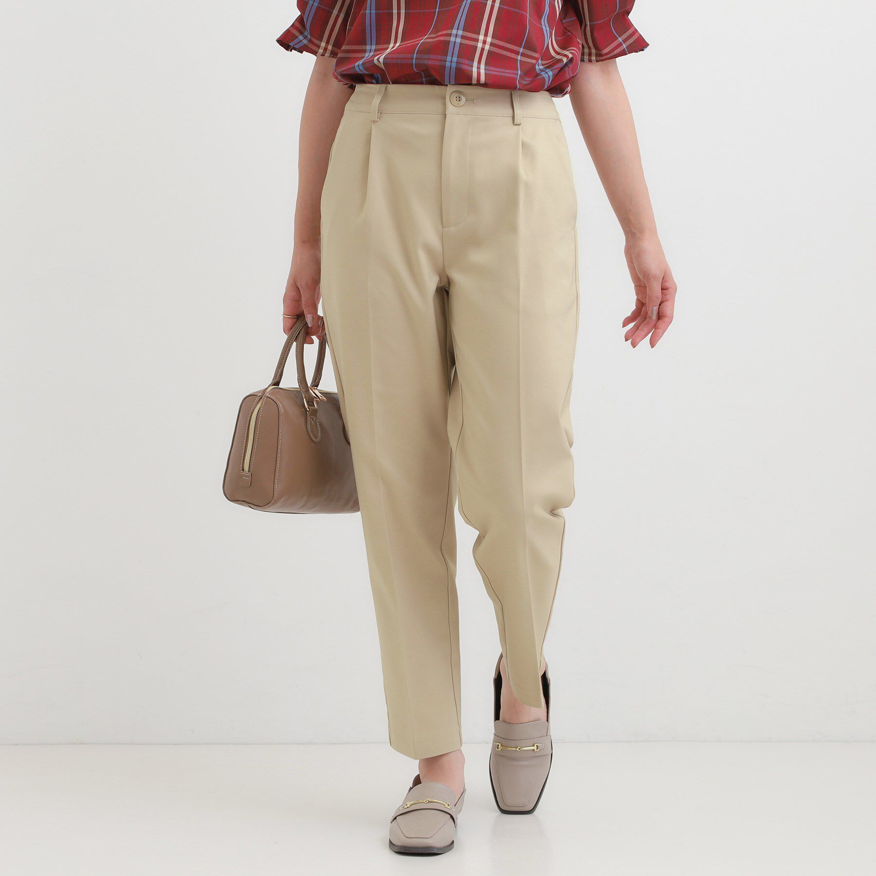 SHOO･LA･RUE「【洗濯機可/S-3L/美脚シルエット】ソフトスティックパンツ」|その他|ベージュ(052)