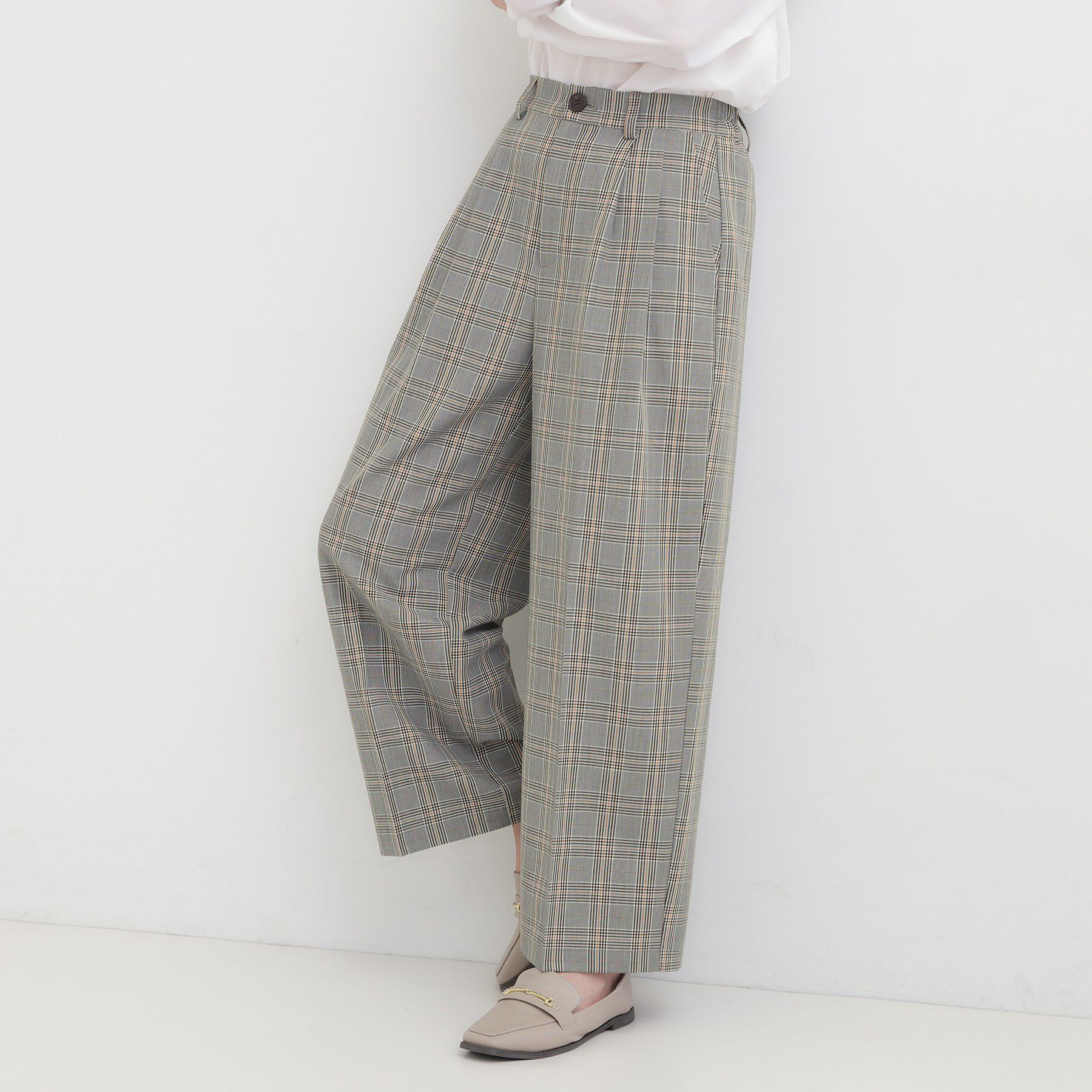 SHOO･LA･RUE「【洗濯機可/S-LL】すっきり上品きれい見え タックワイドパンツ」|その他|