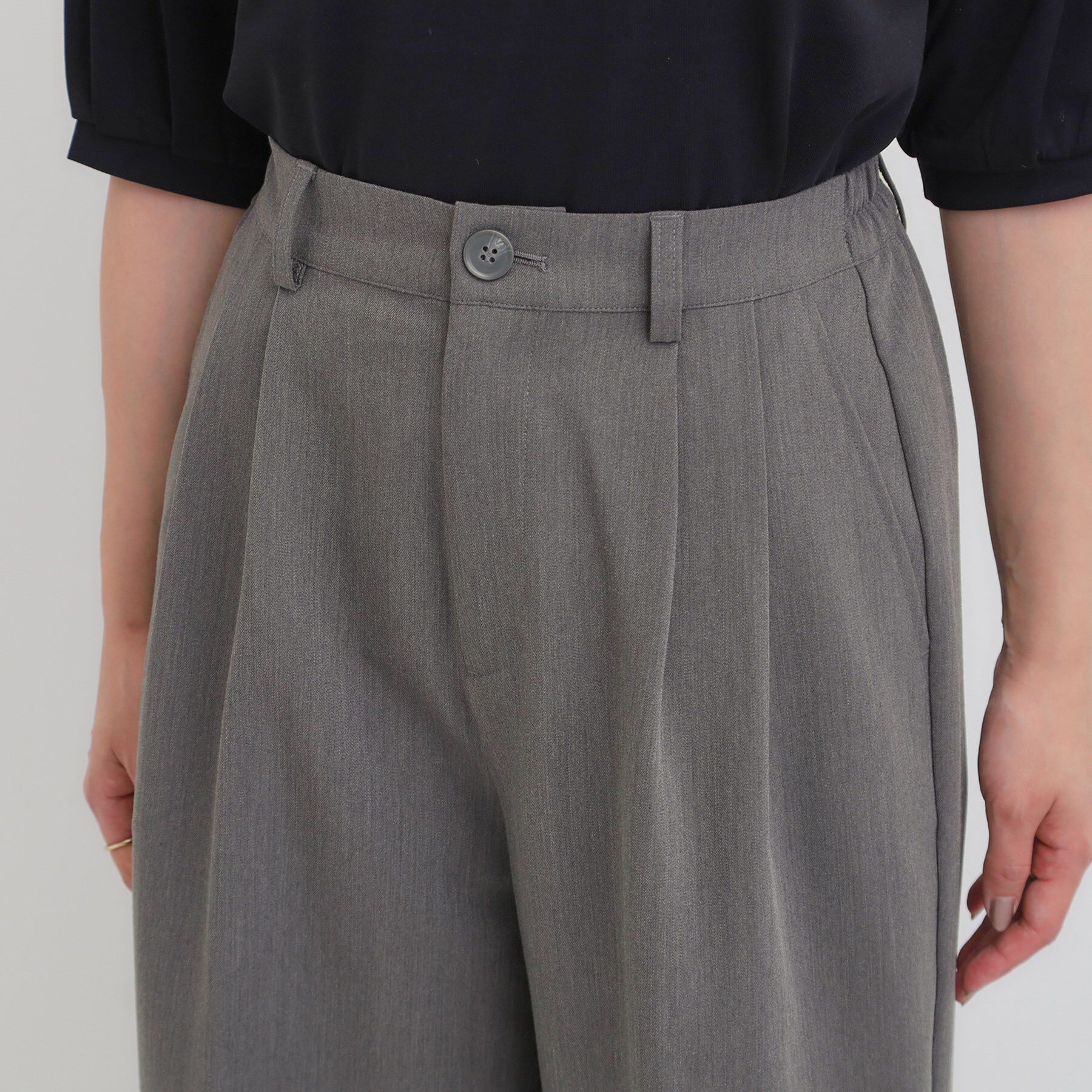 SHOO･LA･RUE「【洗濯機可/S-LL】すっきり上品きれい見え タックワイドパンツ」|その他|