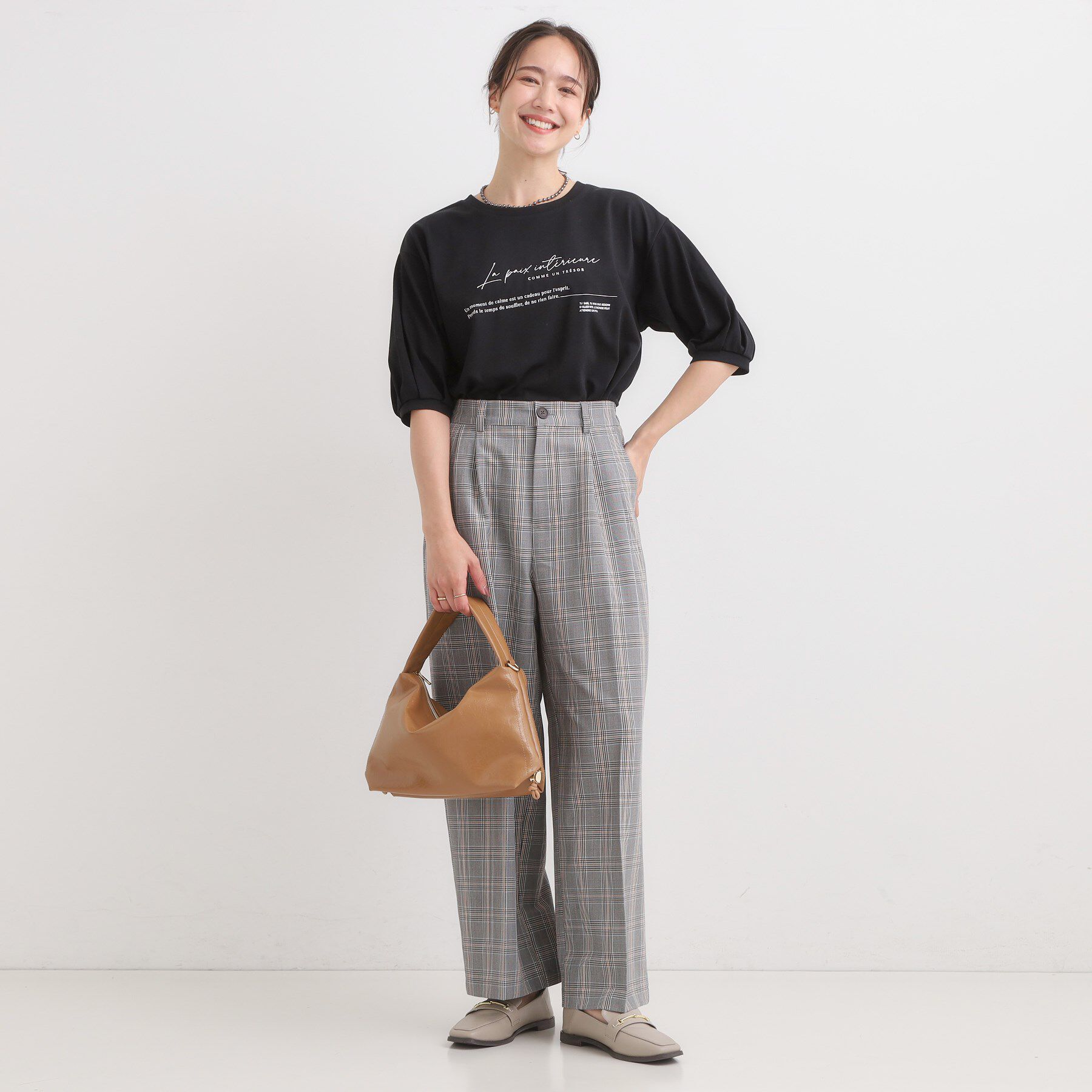 SHOO･LA･RUE「【ひんやり/S-LL】大人の五分袖プリントTシャツ」|Tシャツ・カットソー|