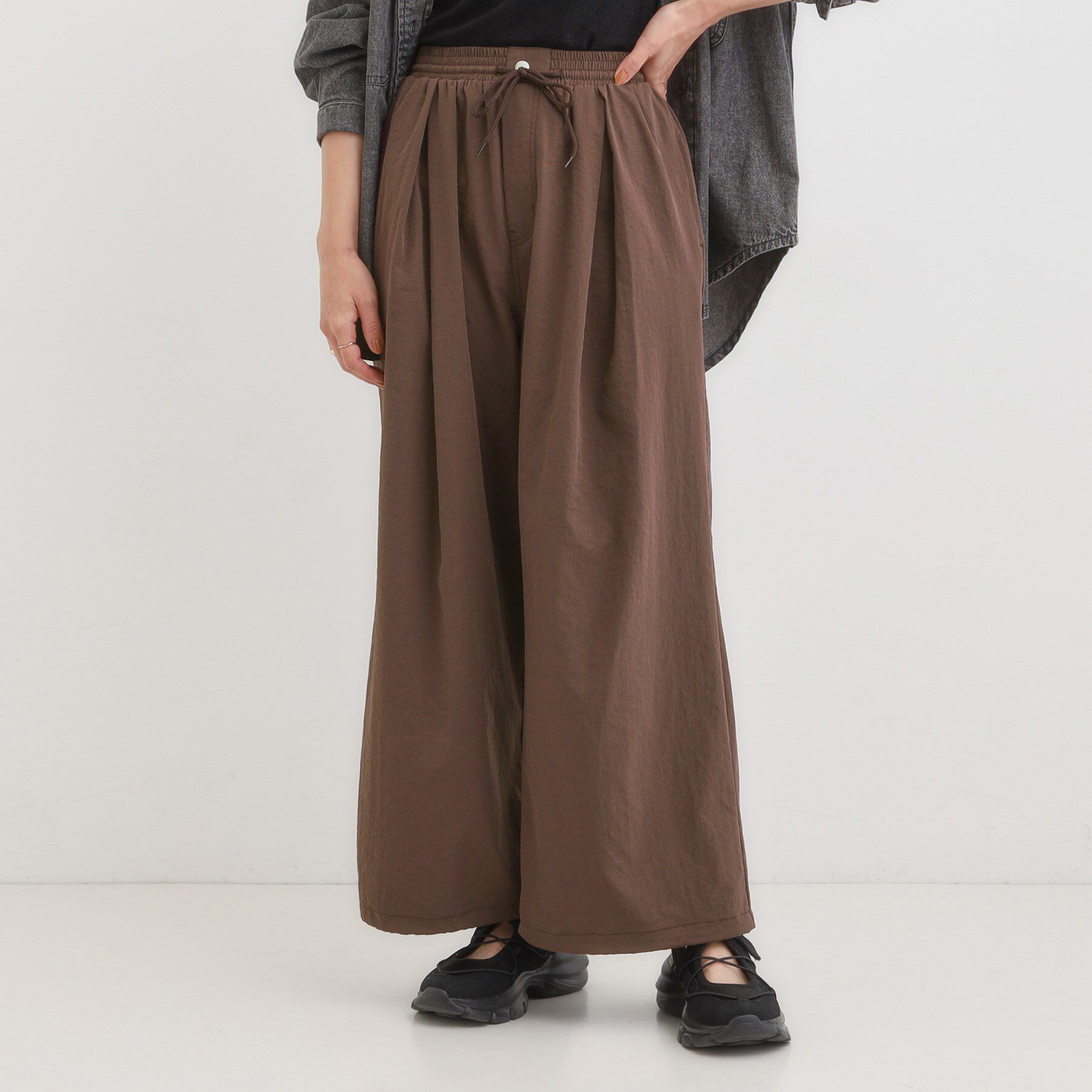 SHOO･LA･RUE「【2WAY/S-LL】シルエット変化を楽しめる ドロスト ワイドカーブパンツ」|その他|