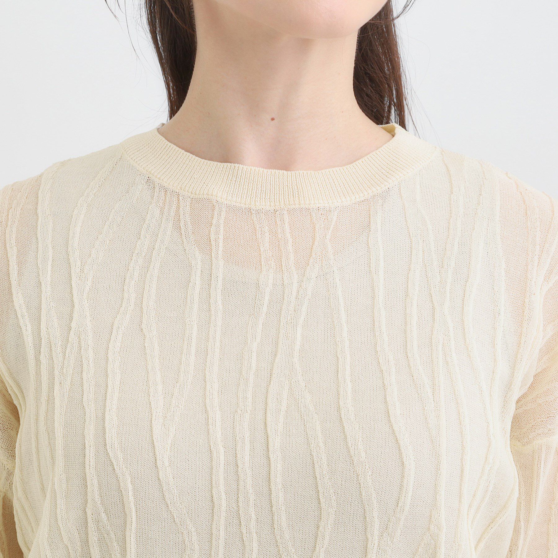 SHOO･LA･RUE「【S-LL/洗える】曲線的な柄がきれい見え シアーニット」|ニット・セーター|