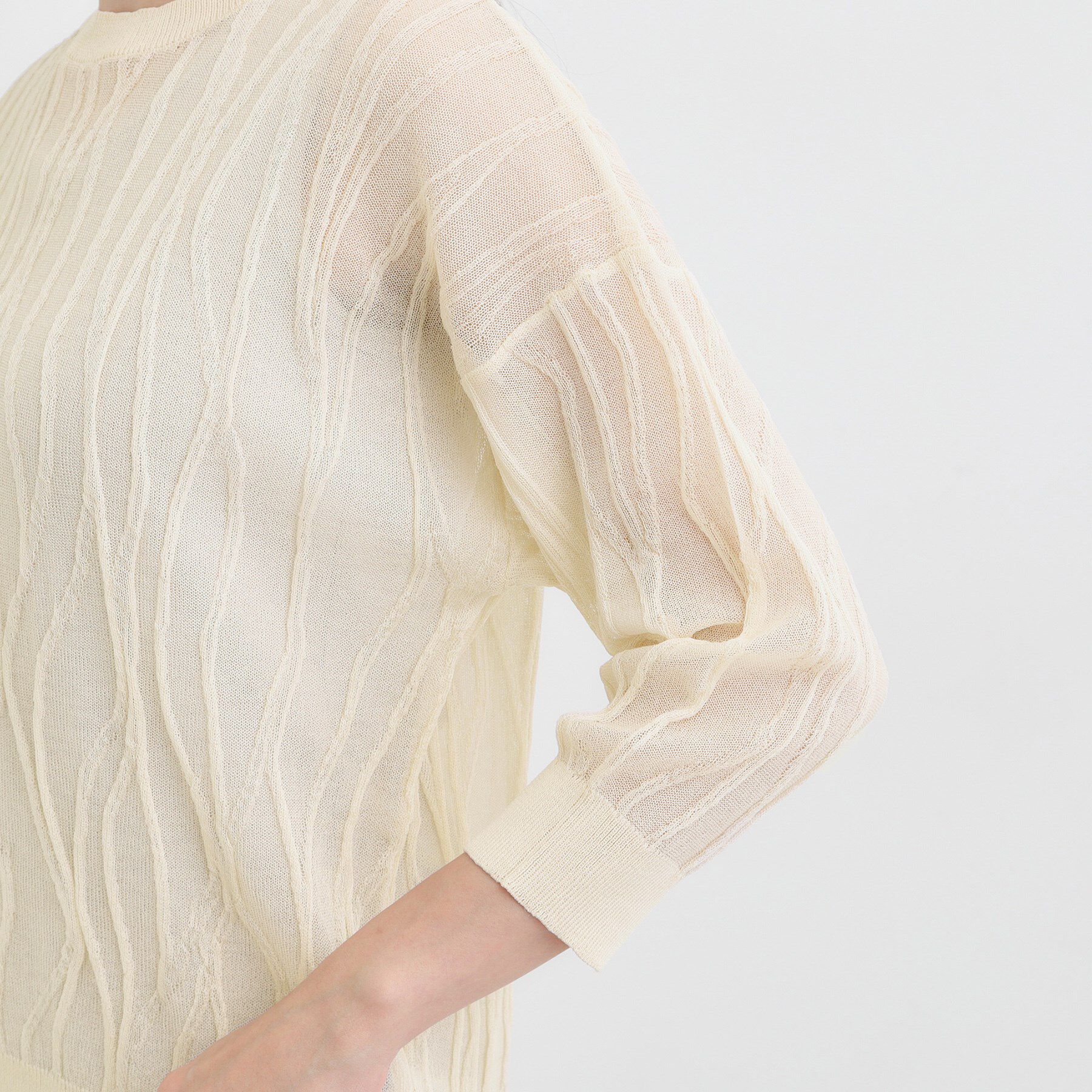 SHOO･LA･RUE「【S-LL/洗える】曲線的な柄がきれい見え シアーニット」|ニット・セーター|