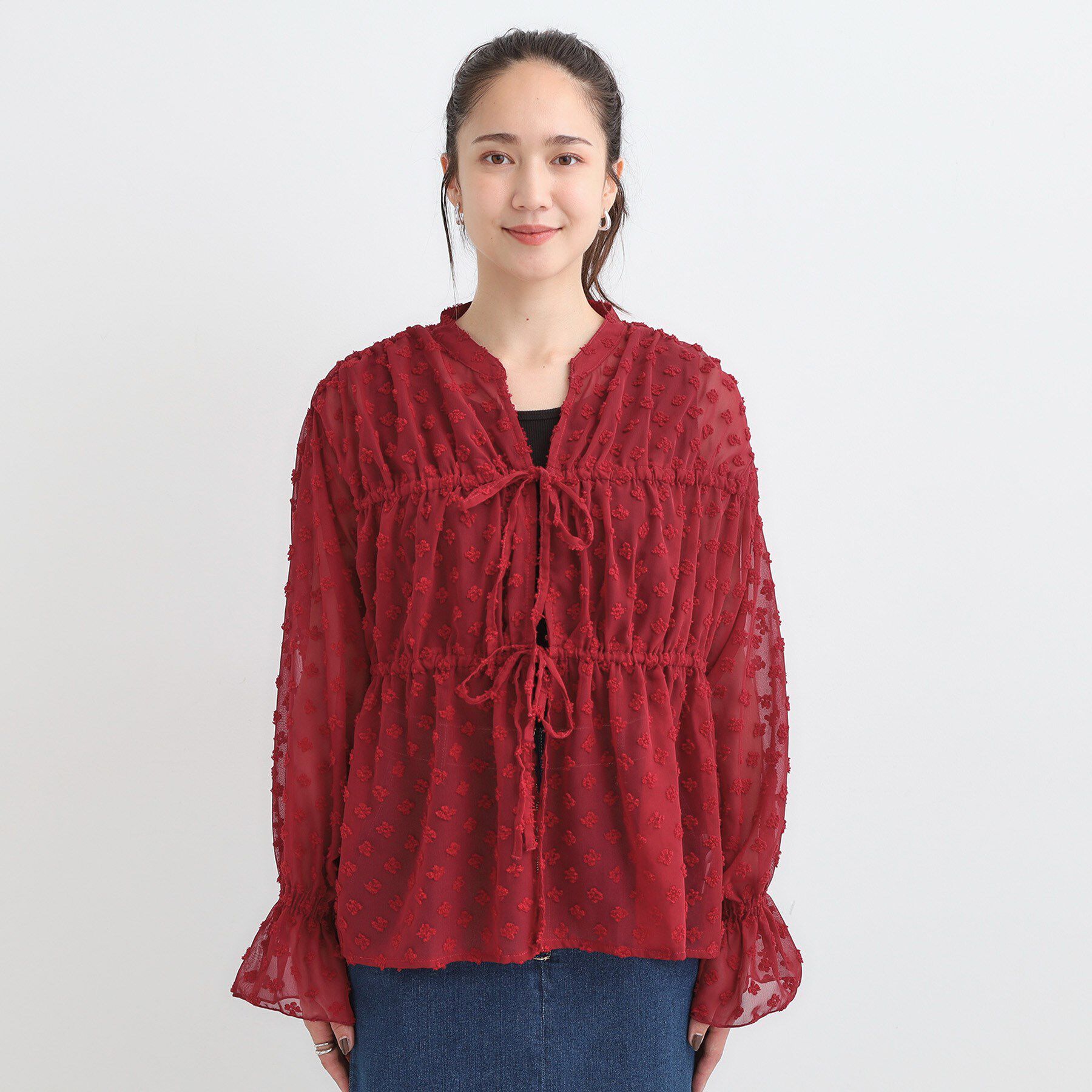 SHOO･LA･RUE「華やかにさをプラスする シアードビー シャーリングブラウス」|シャツ・ブラウス|